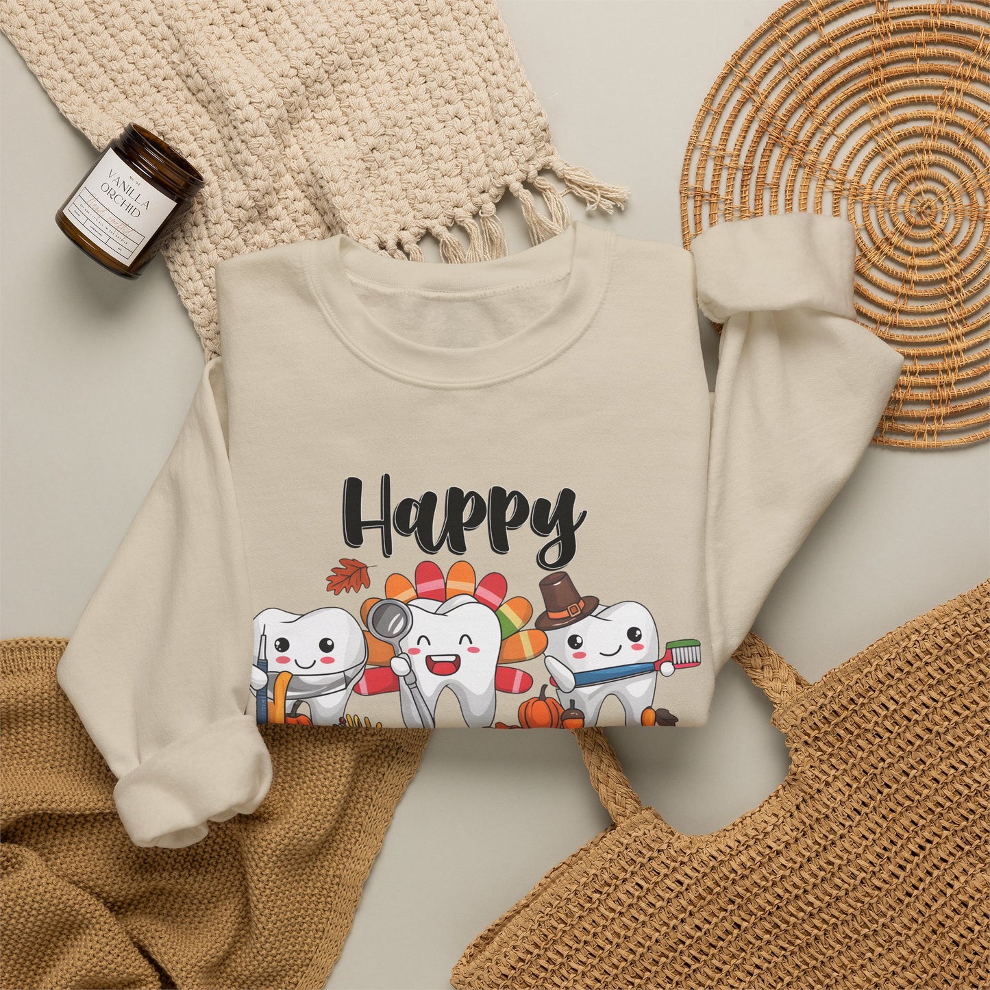 Happy Thanksgiving Turkey Characters Sweatshirt | Thanksgiving Crewneck