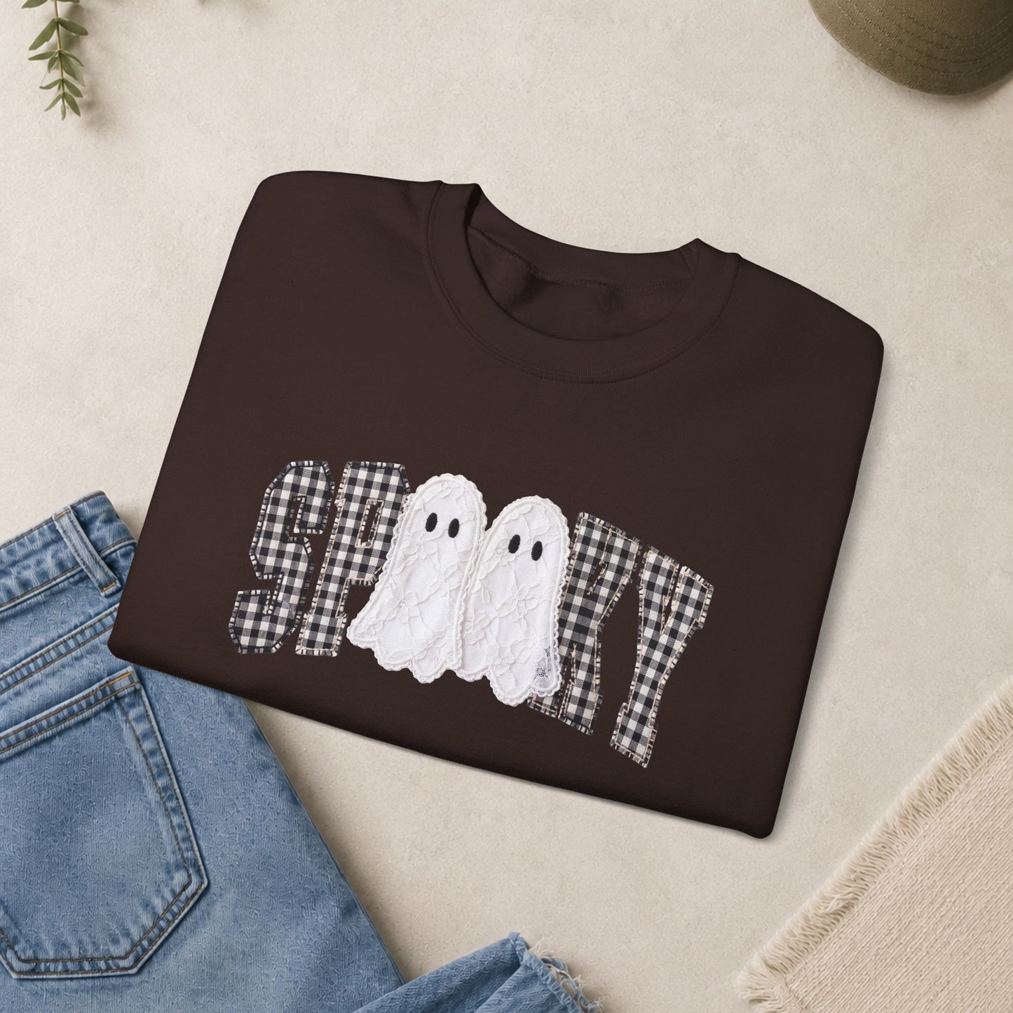 Spooky Ghosts plaid letters Sweatshirt | Halloween sweatshirt
