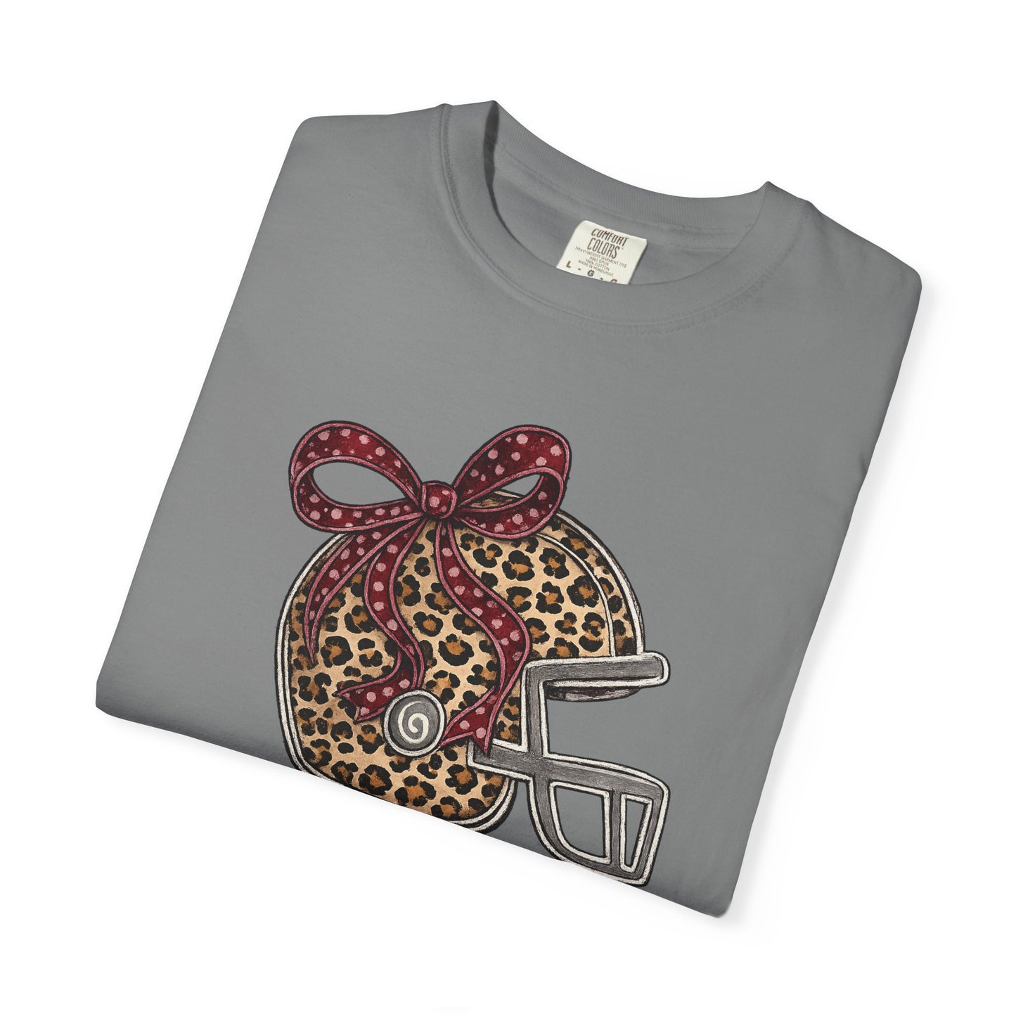 Leopard Print Football Helmet Tee — 'Game Day' Women's Cheer Football Shirt