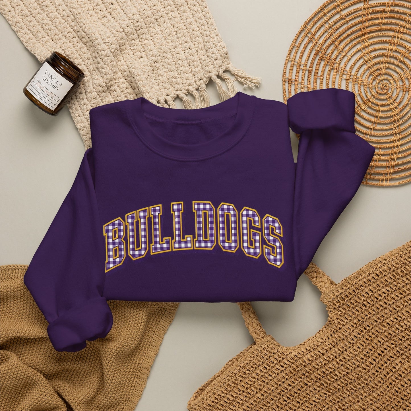 Bulldogs Gingham Crewneck Sweatshirt
