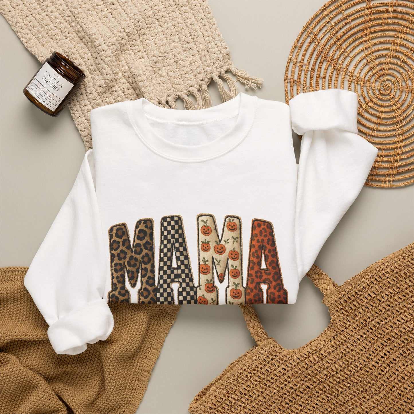 Mama Printed Patchwork Pattern Sweatshirt