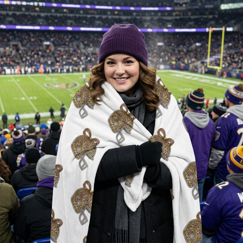 Leopard Print Football helmet Sherpa Blanket