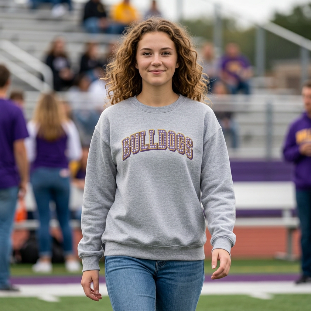 Bulldogs Gingham Crewneck Sweatshirt