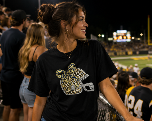 Leopard Print Football Helmet T-Shirt