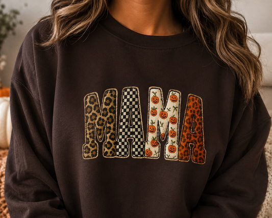 Mama Printed Patchwork Pattern Sweatshirt