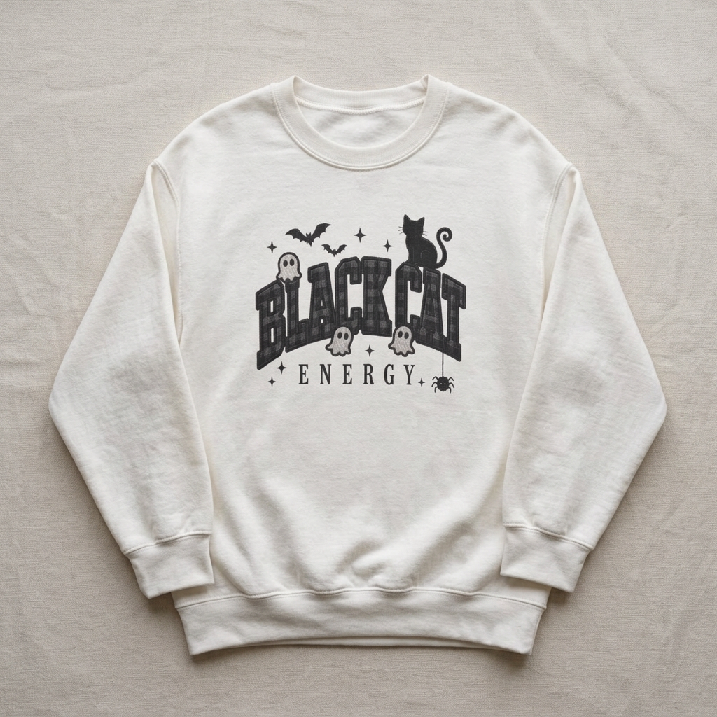 Black Cat Energy sweatshirt | Halloween spooky cat crewneck