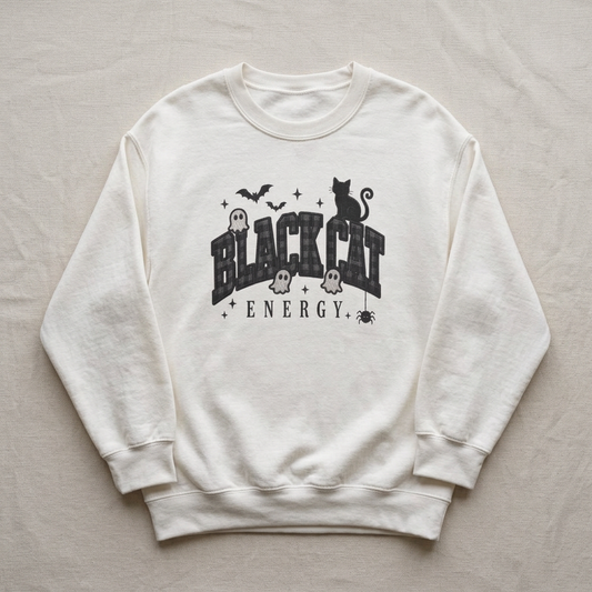 Black Cat Energy sweatshirt | Halloween spooky cat crewneck
