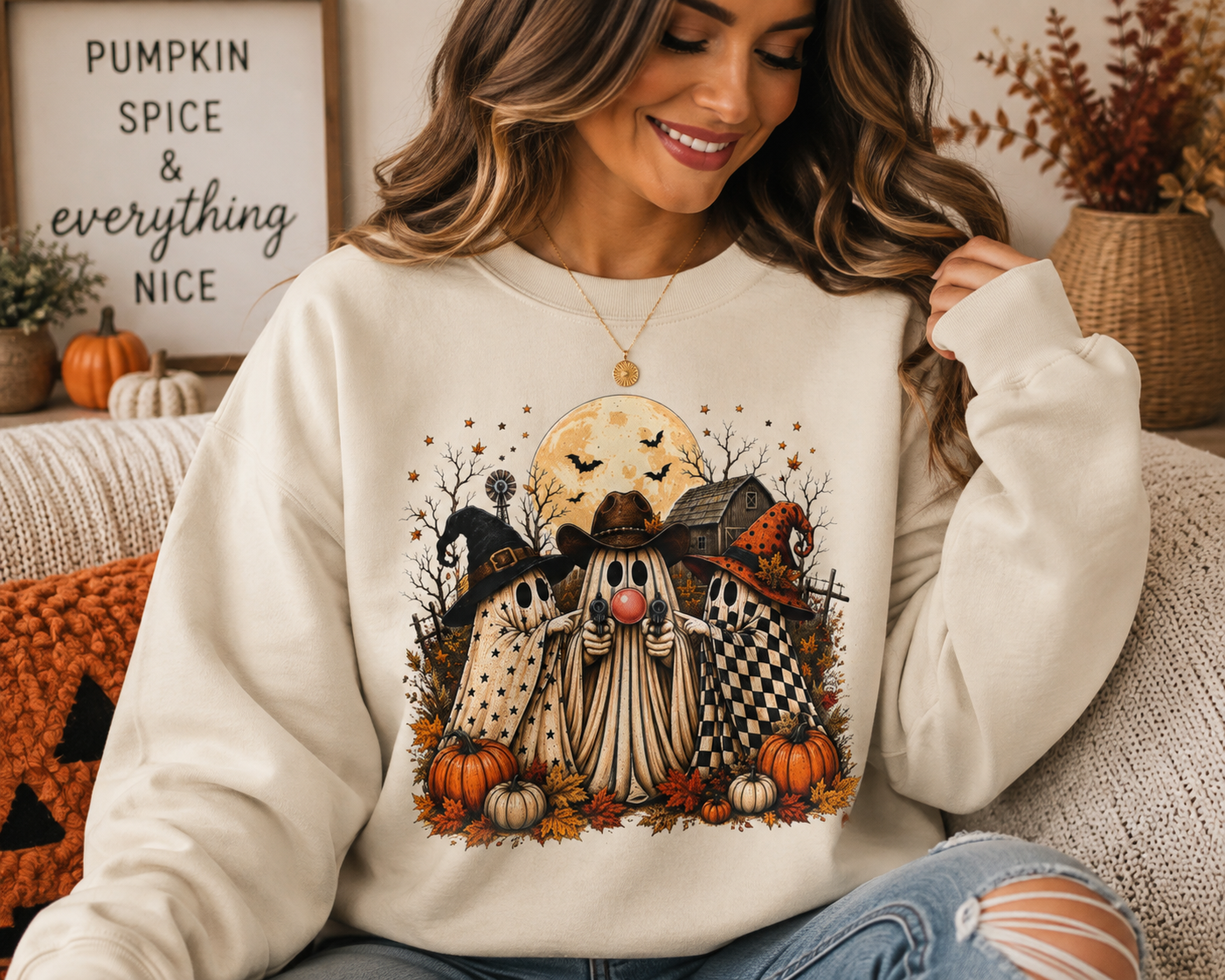 Haunted Ghosts Graphic Sweatshirt