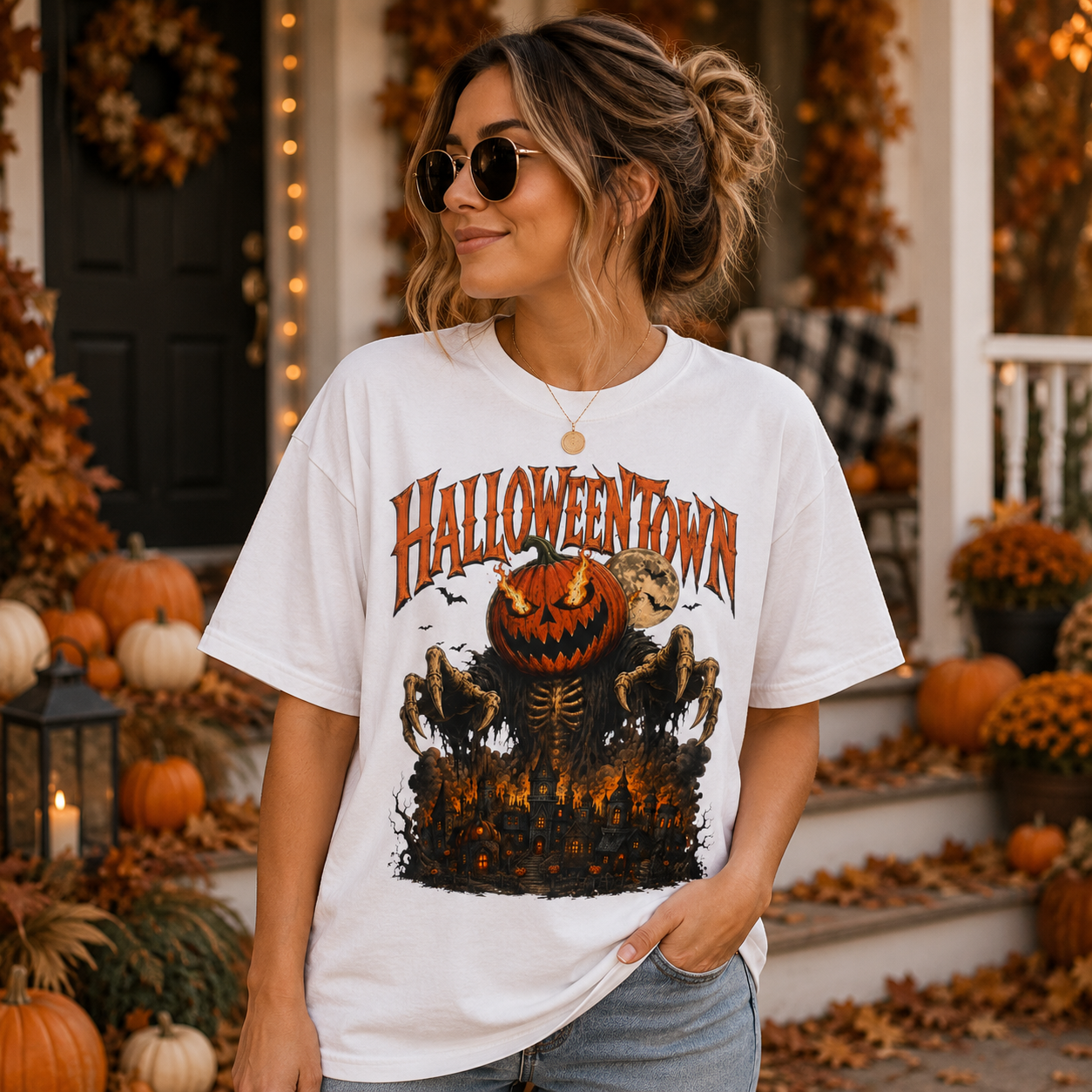 Halloweentown Pumpkin Scarecrow T-shirt | Spooky Halloween Graphic