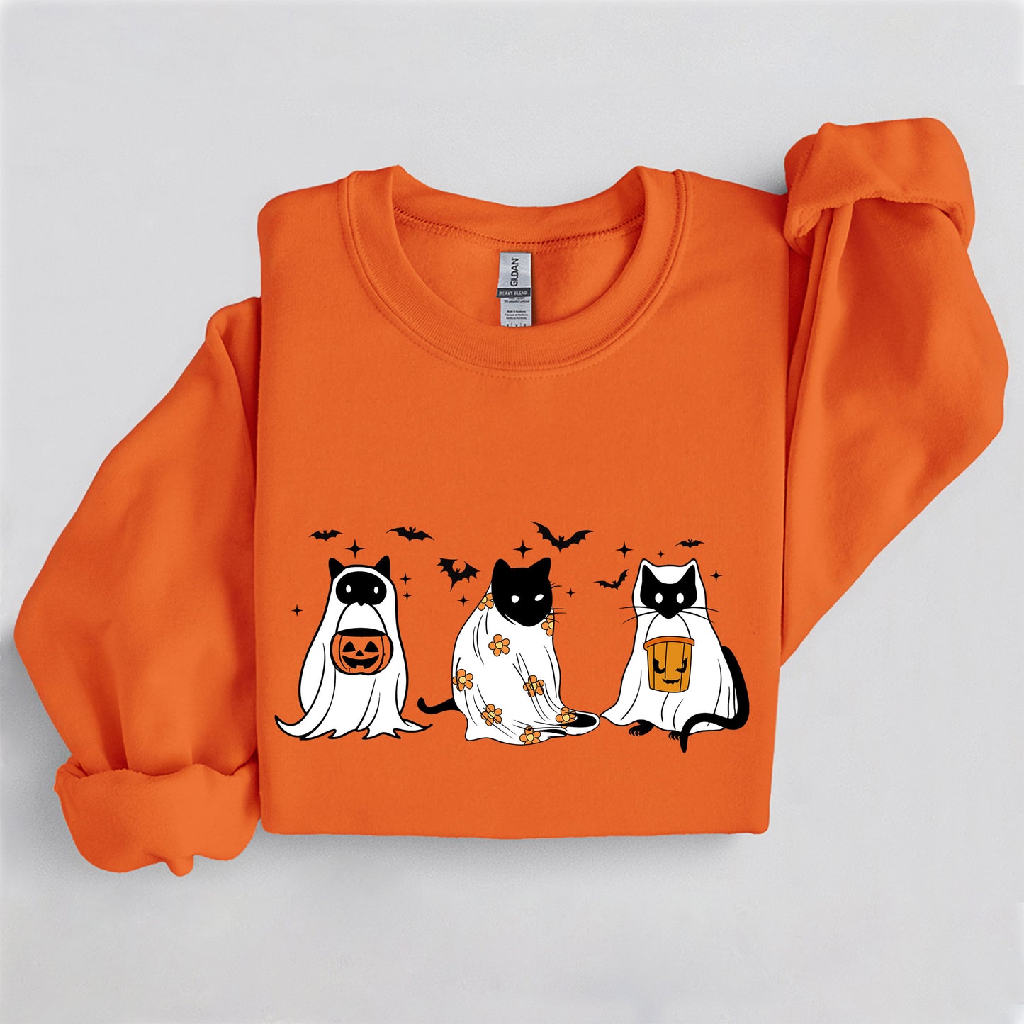 Spooky Cat Trio Crewneck, Cute Halloween Cat Sweatshirt, Cozy Fall Graphic Pullover