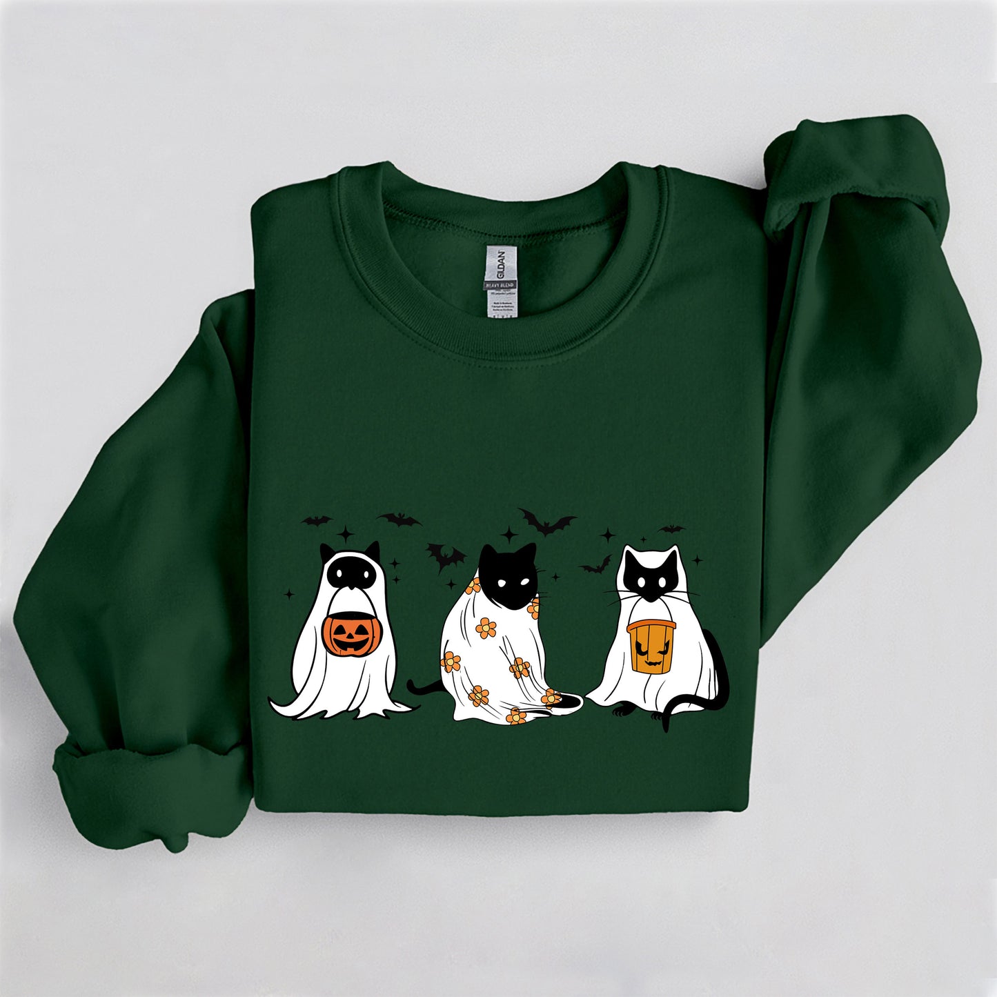 Spooky Cat Trio Crewneck, Cute Halloween Cat Sweatshirt, Cozy Fall Graphic Pullover