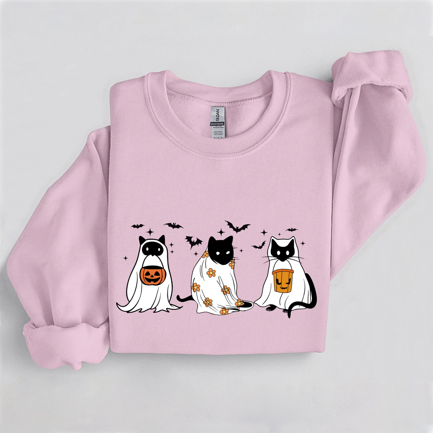 Spooky Cat Trio Crewneck, Cute Halloween Cat Sweatshirt, Cozy Fall Graphic Pullover