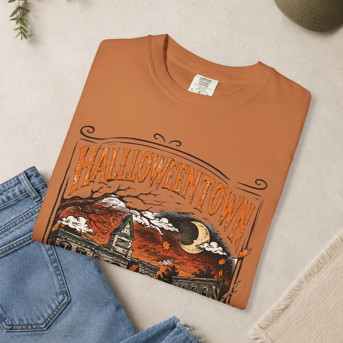 Halloweentown T-Shirt | Haunted Town Pumpkin Scene
