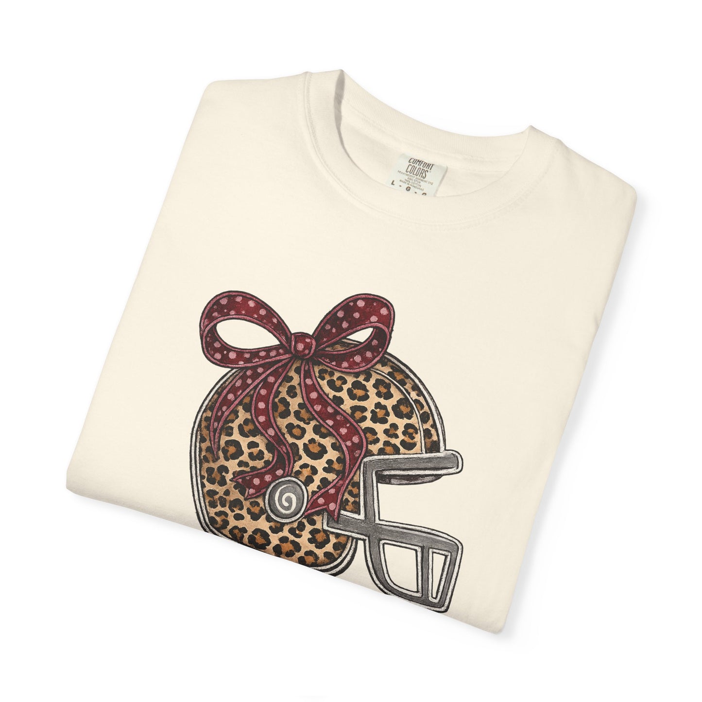 Leopard Print Football Helmet Tee — 'Game Day' Women's Cheer Football Shirt