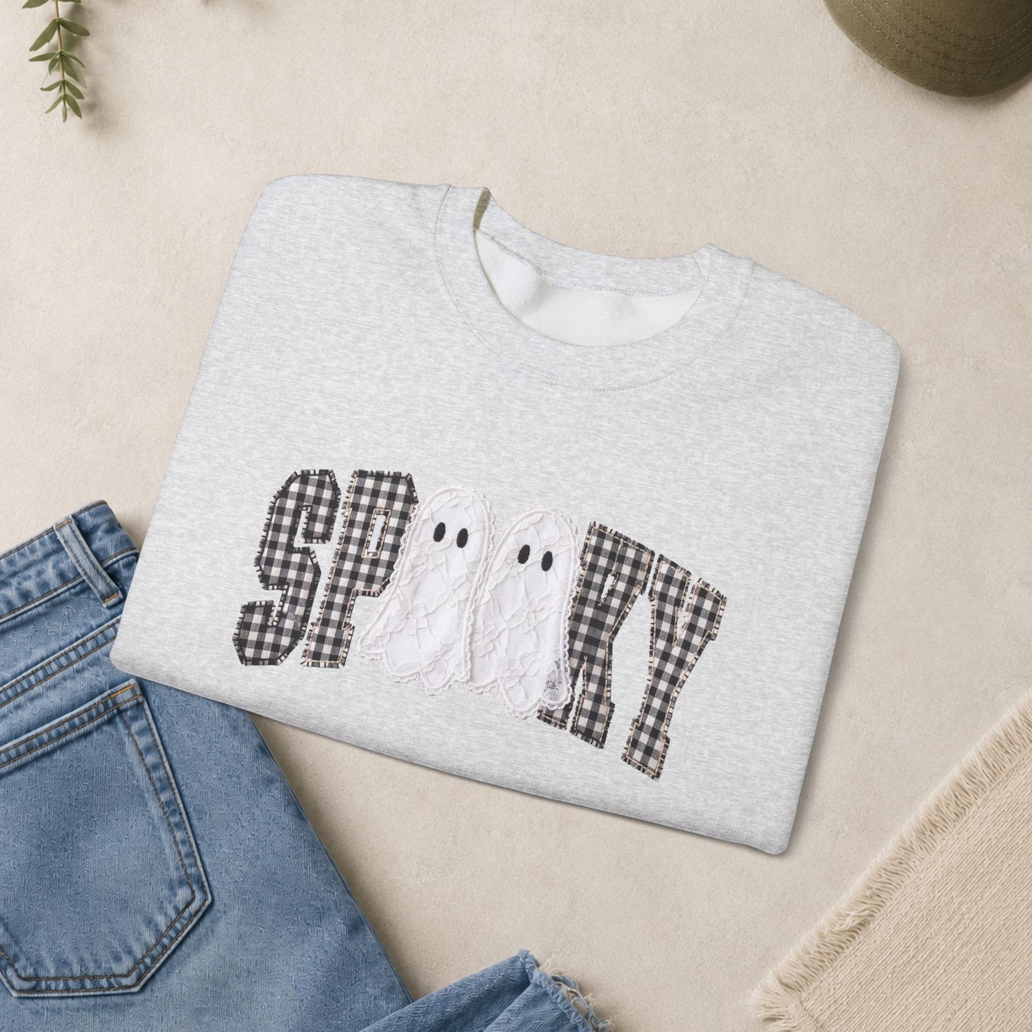 Spooky Ghosts plaid letters Sweatshirt | Halloween sweatshirt
