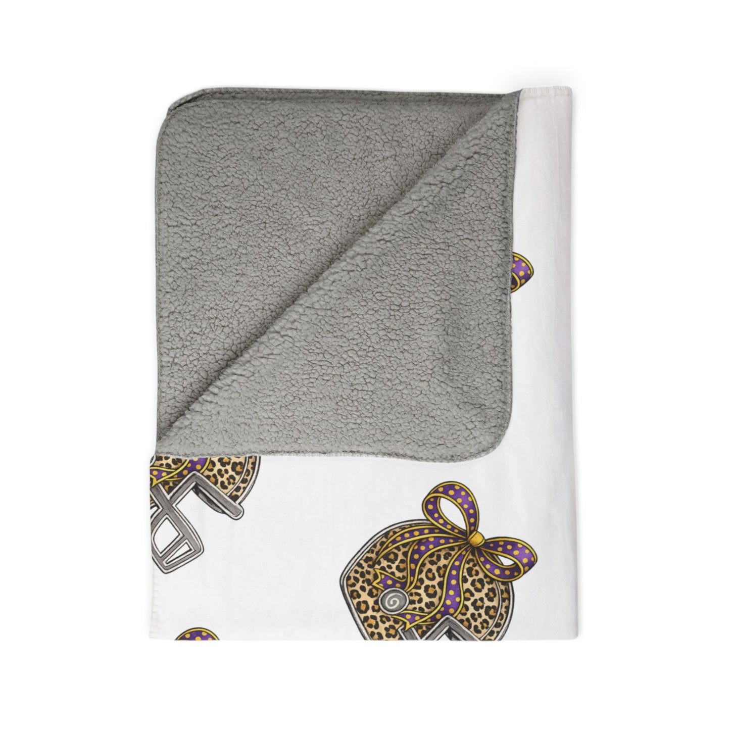 Leopard Print Football helmet Sherpa Blanket
