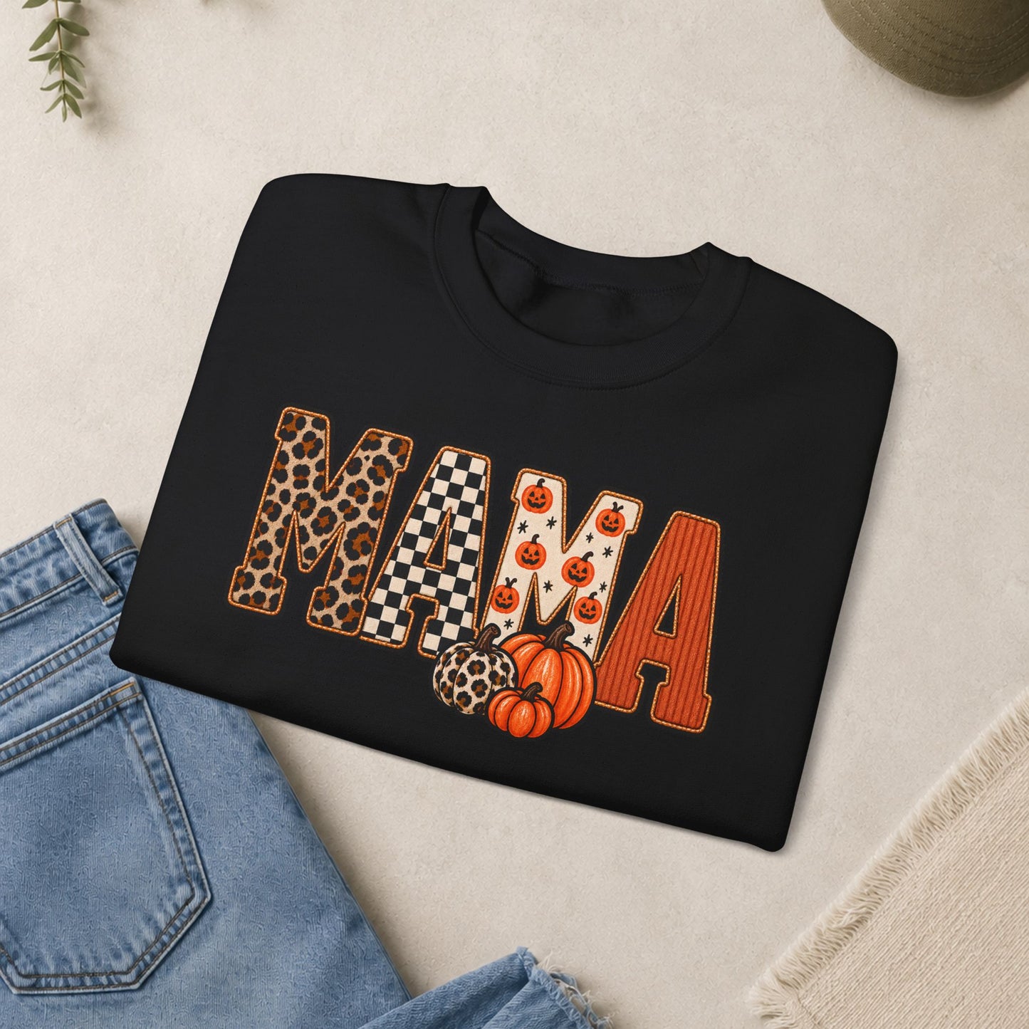 Mama Fall Pumpkin Crewneck Sweatshirt