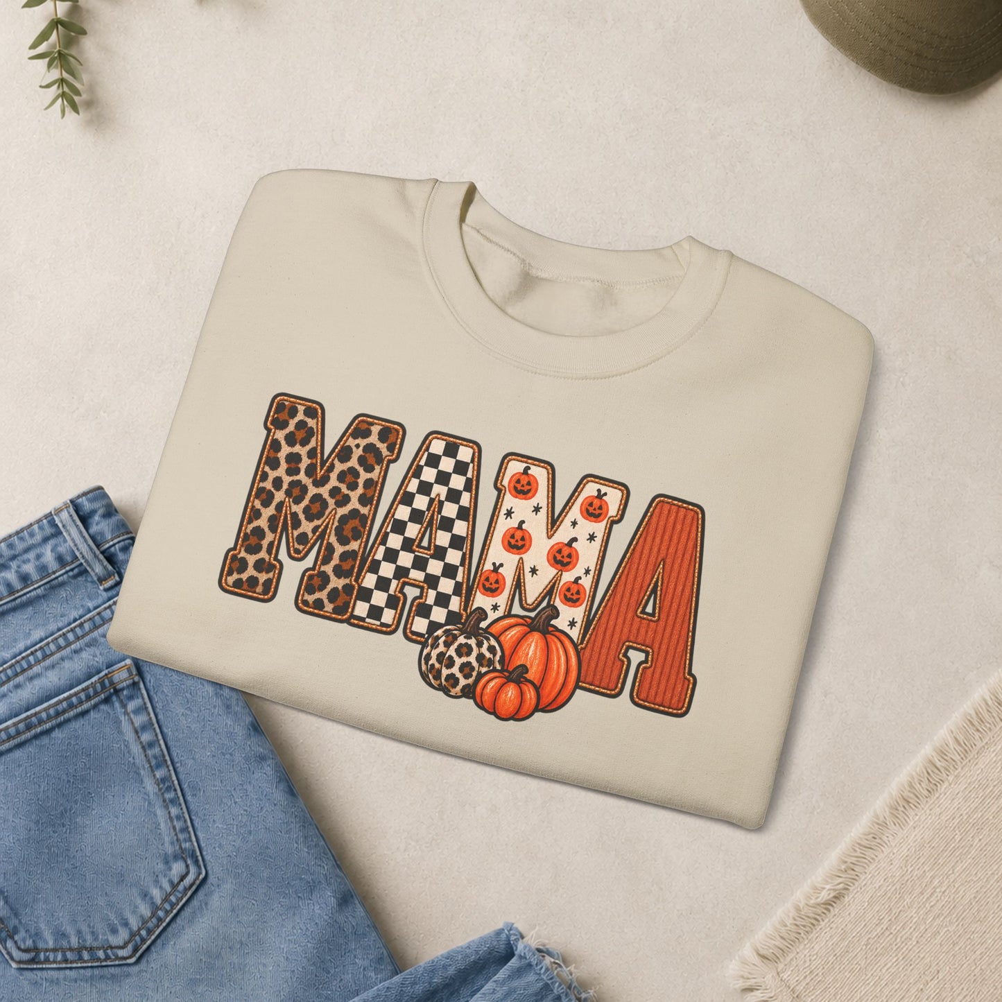 Mama Fall Pumpkin Crewneck Sweatshirt