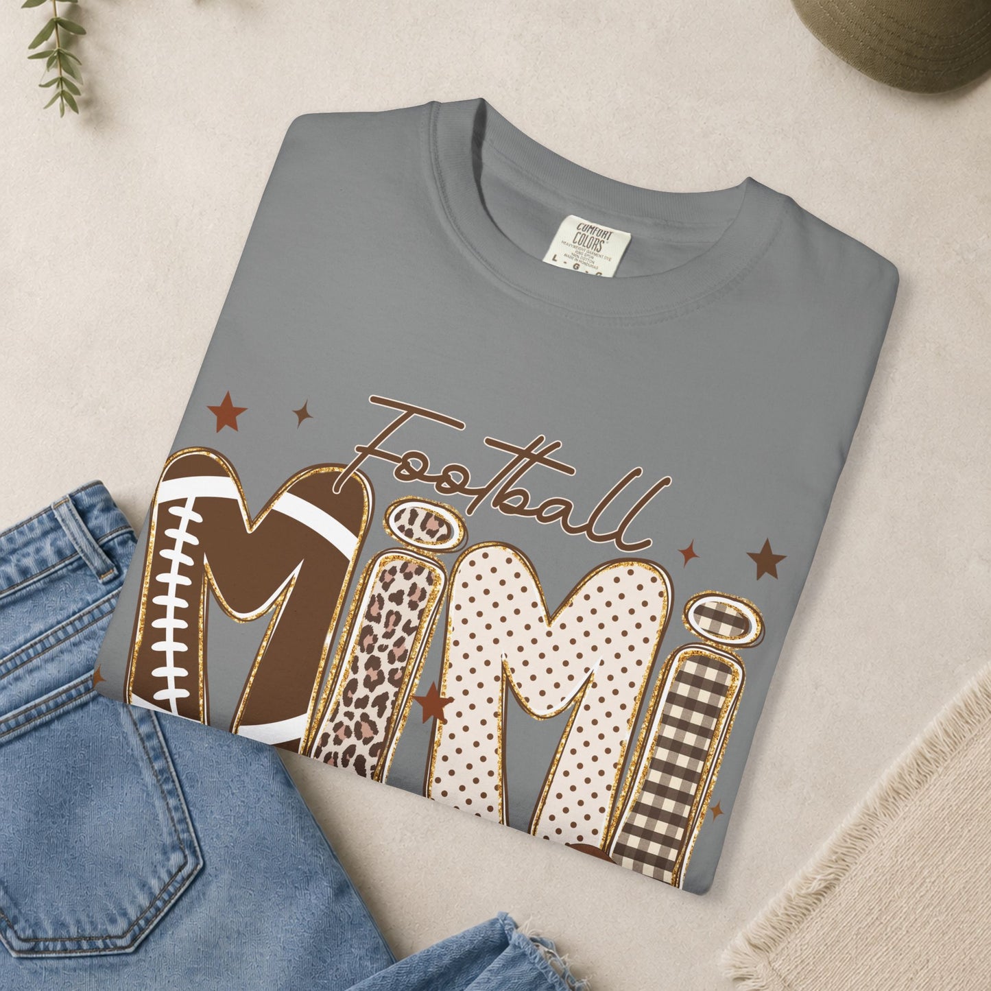 Football Mimi T-shirt | Leopard and Leather Pattern Lettering