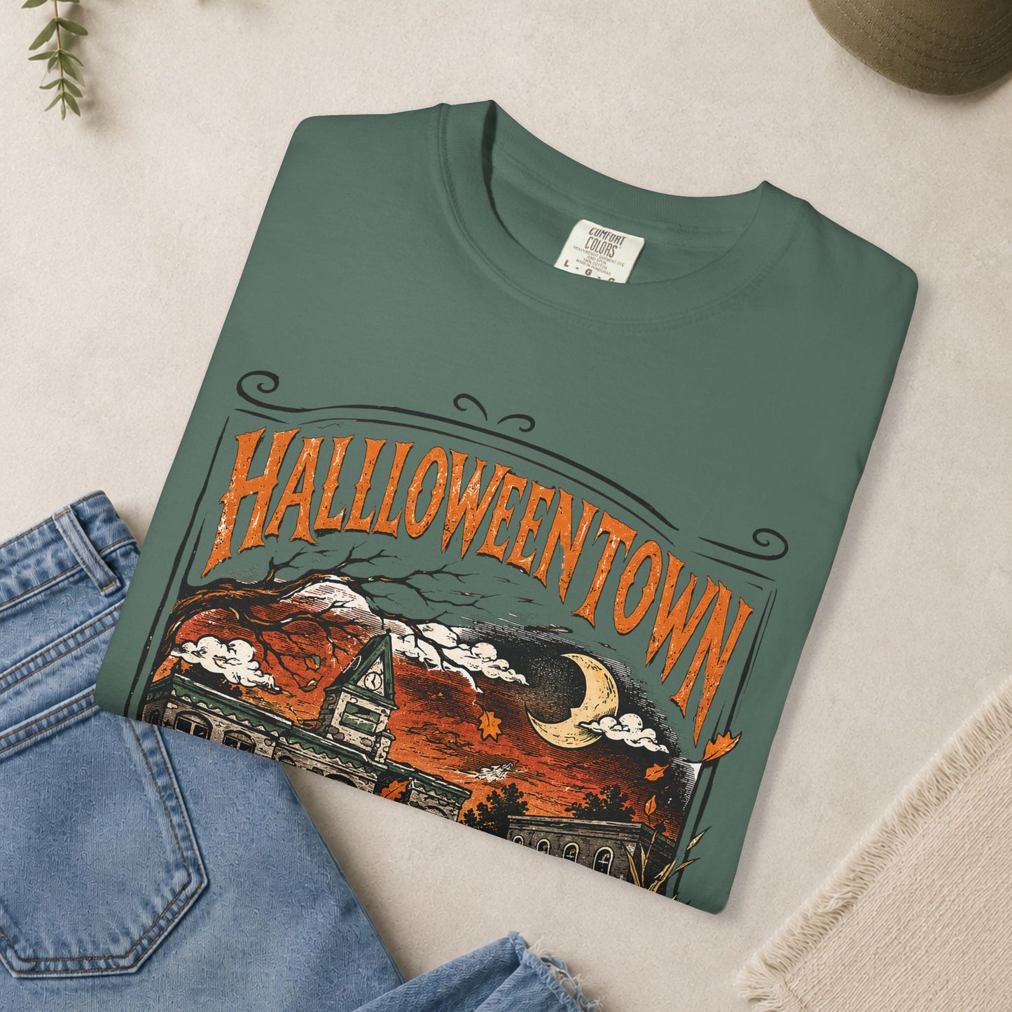 Halloweentown T-Shirt | Haunted Town Pumpkin Scene