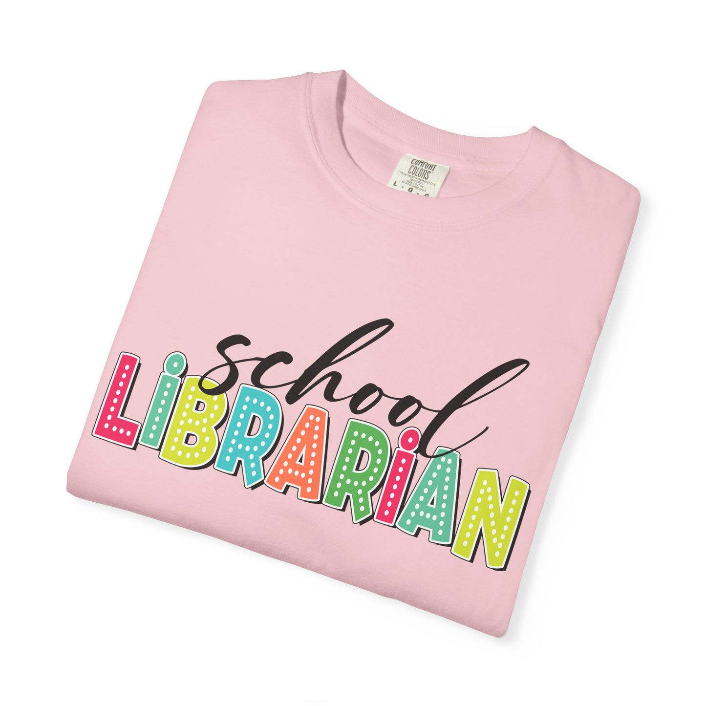 School Librarian T-Shirt — Colorful Retro Lettering Tee for Library Staff
