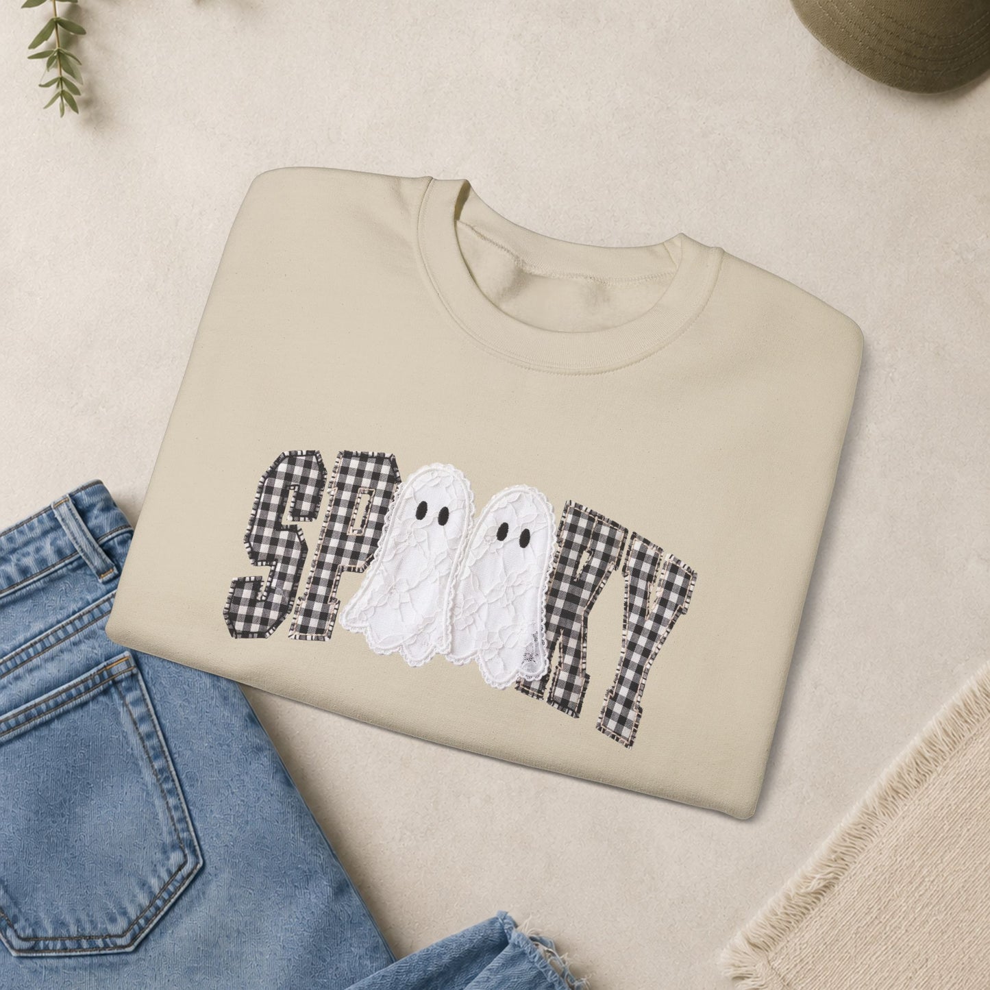 Spooky Ghosts plaid letters Sweatshirt | Halloween sweatshirt