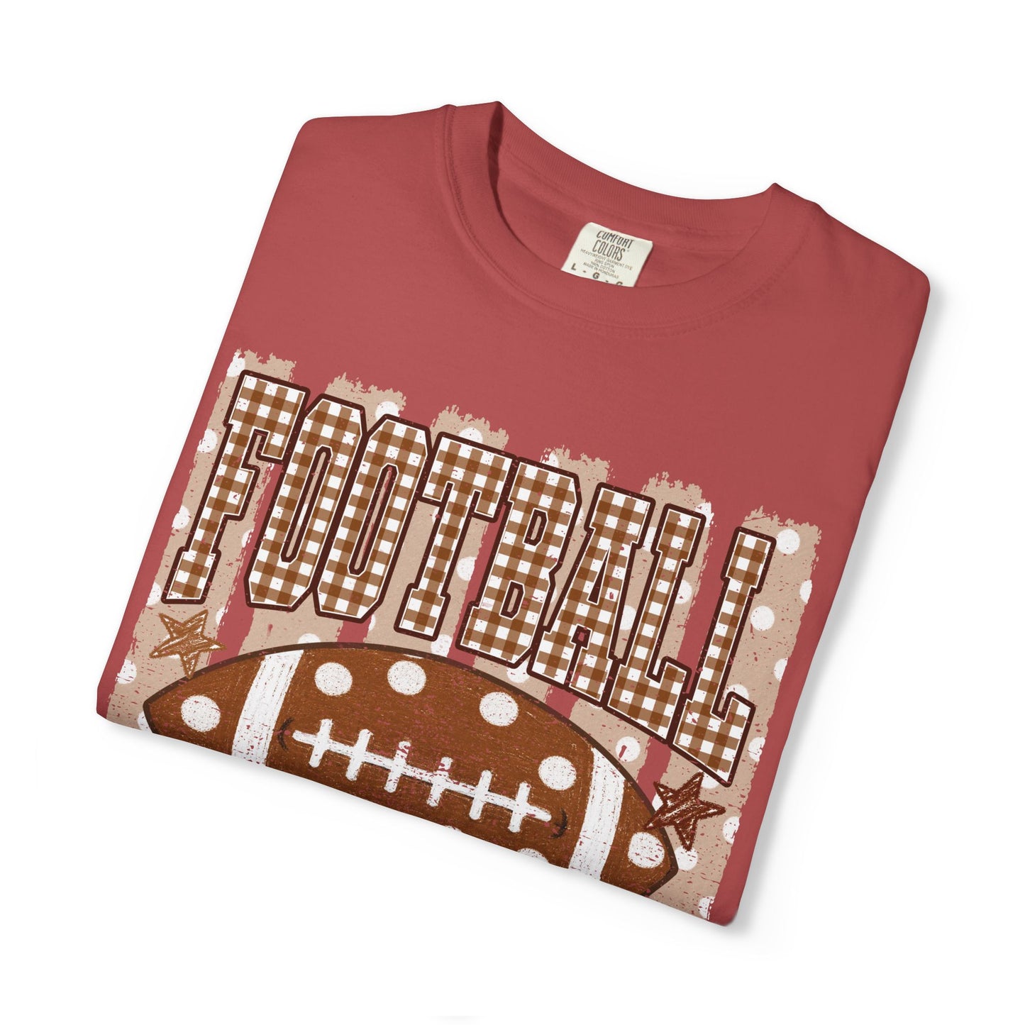Football Mama T-Shirt | Rust Plaid Football Graphic