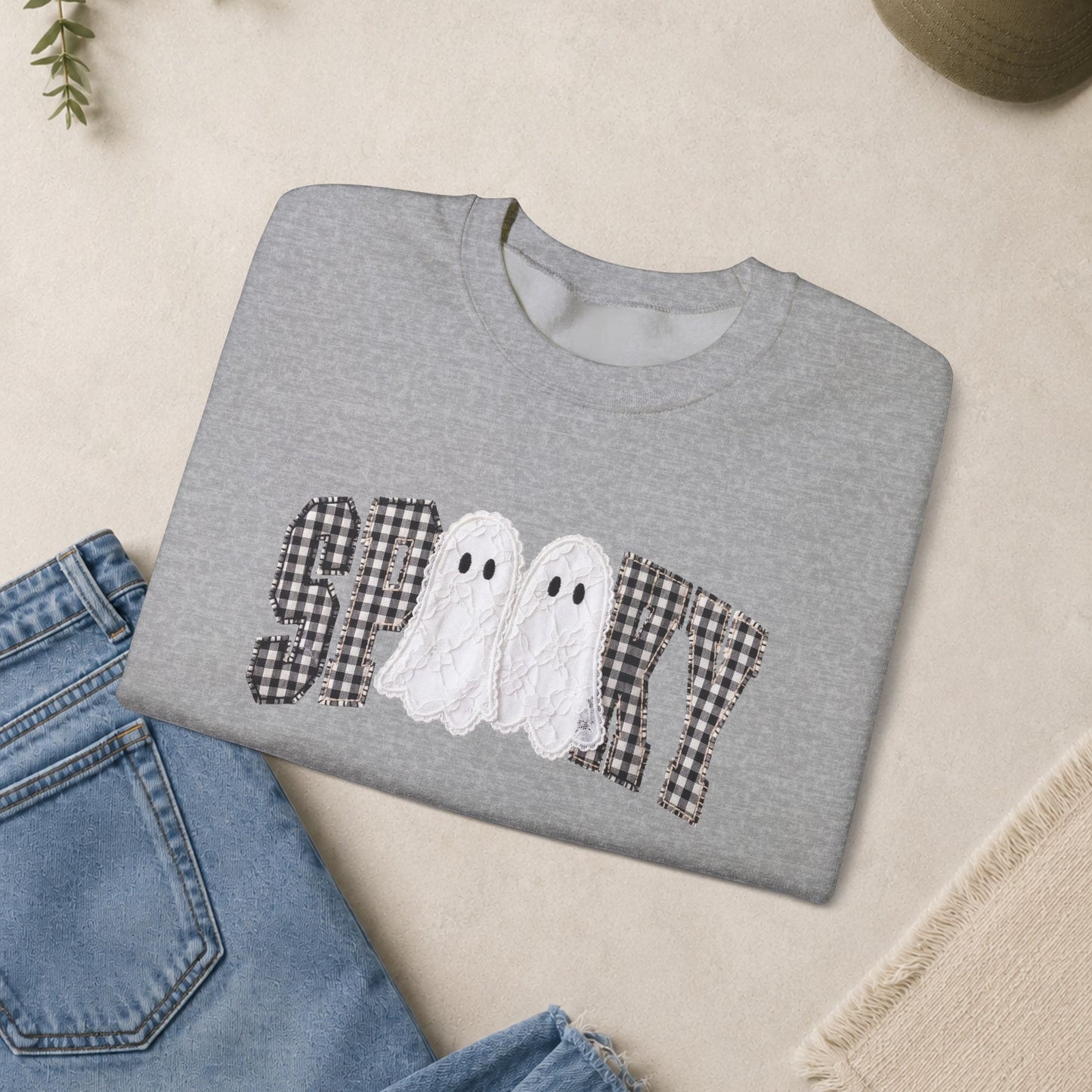Spooky Ghosts plaid letters Sweatshirt | Halloween sweatshirt