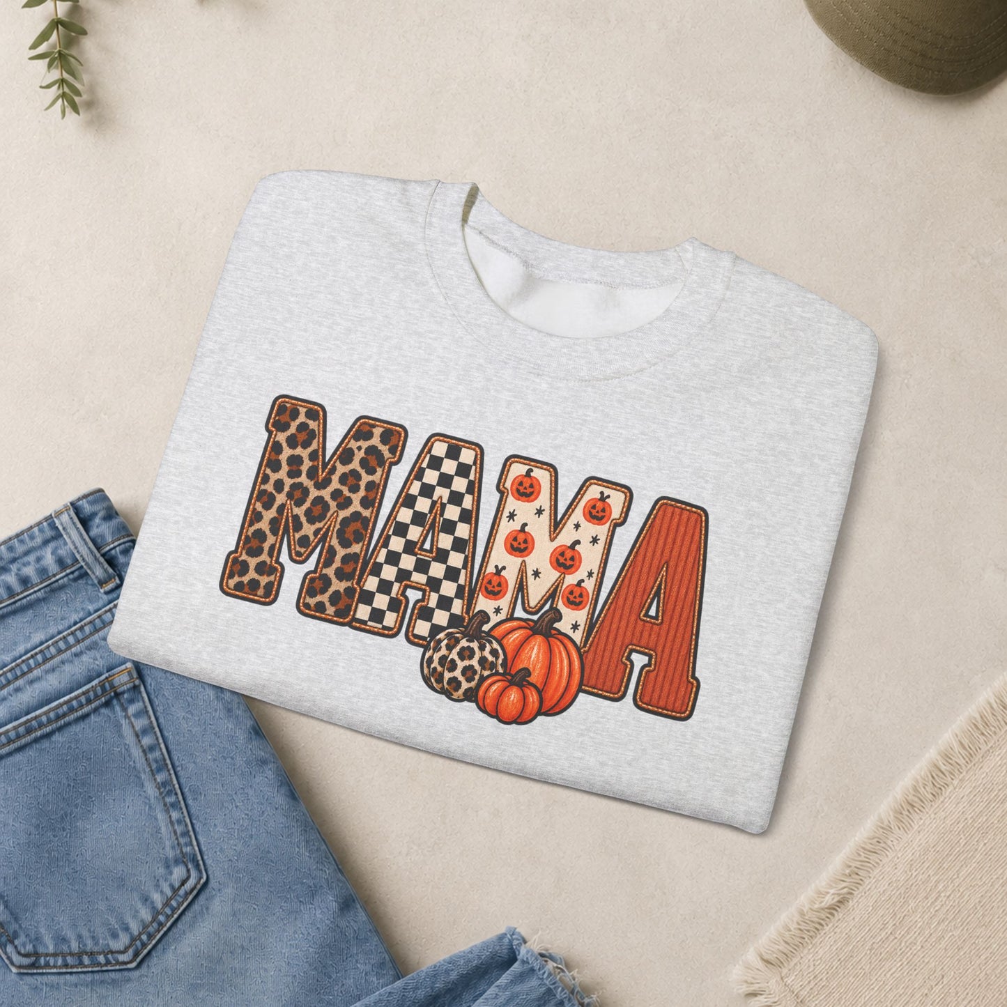 Mama Fall Pumpkin Crewneck Sweatshirt
