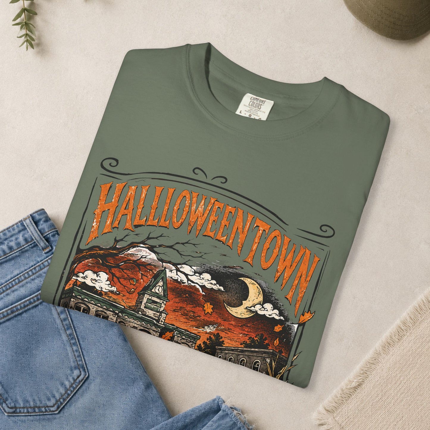 Halloweentown T-Shirt | Haunted Town Pumpkin Scene