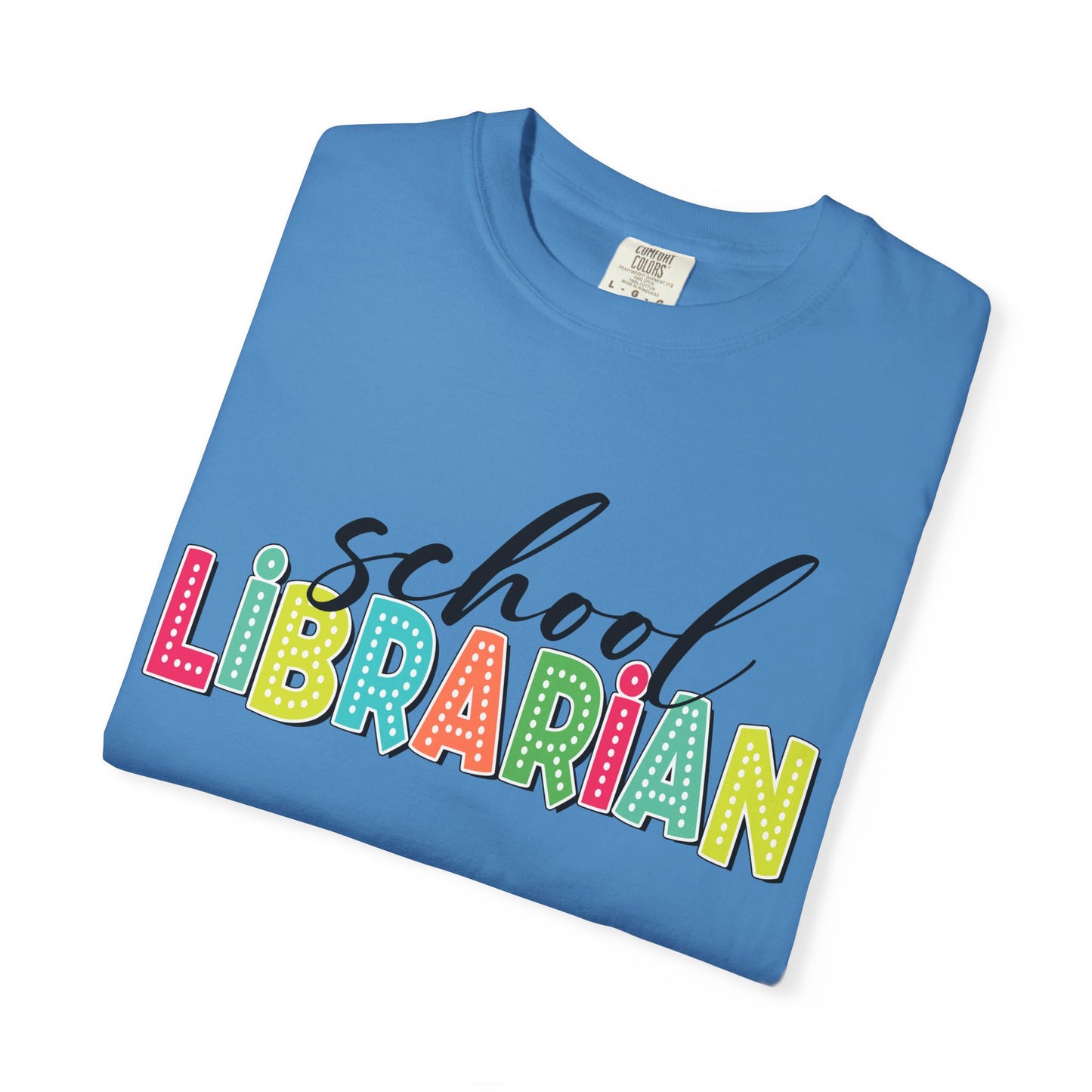 School Librarian T-Shirt — Colorful Retro Lettering Tee for Library Staff