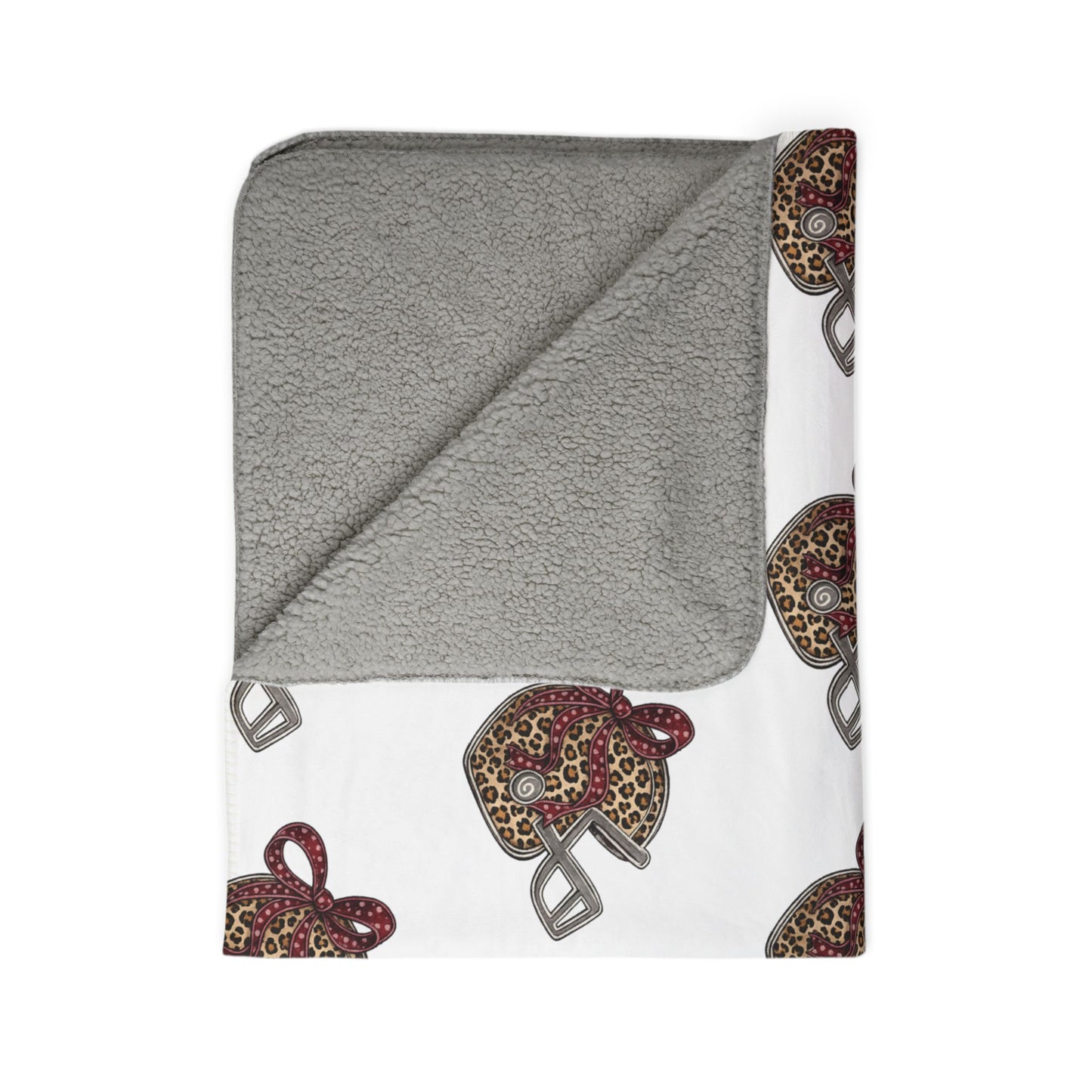 Leopard Print Football Helmet Fleece Sherpa Blanket
