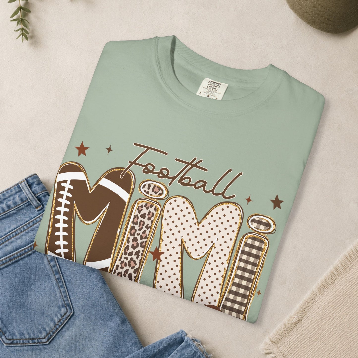 Football Mimi T-shirt | Leopard and Leather Pattern Lettering