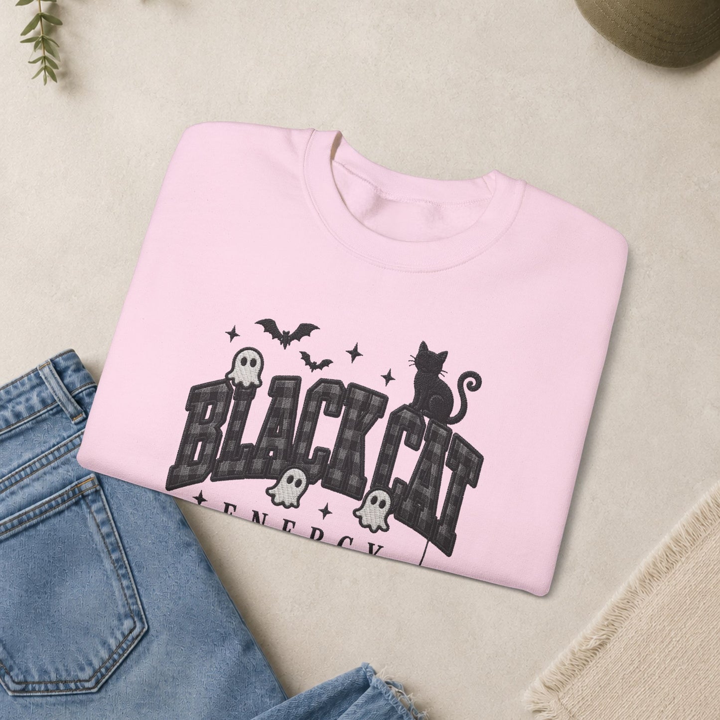 Black Cat Energy sweatshirt | Halloween spooky cat crewneck