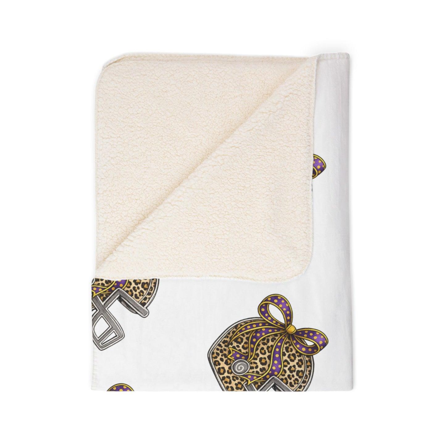 Leopard Print Football helmet Sherpa Blanket
