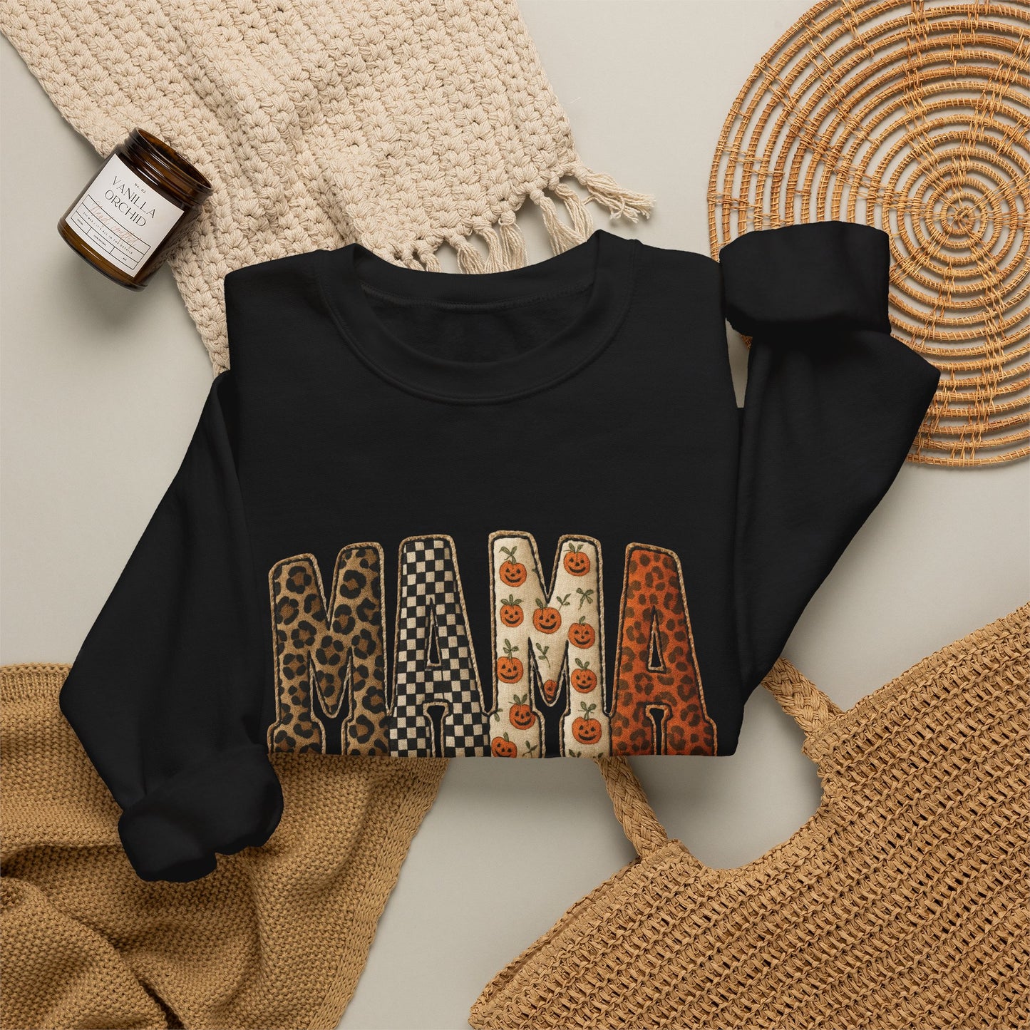 Mama Printed Patchwork Pattern Sweatshirt