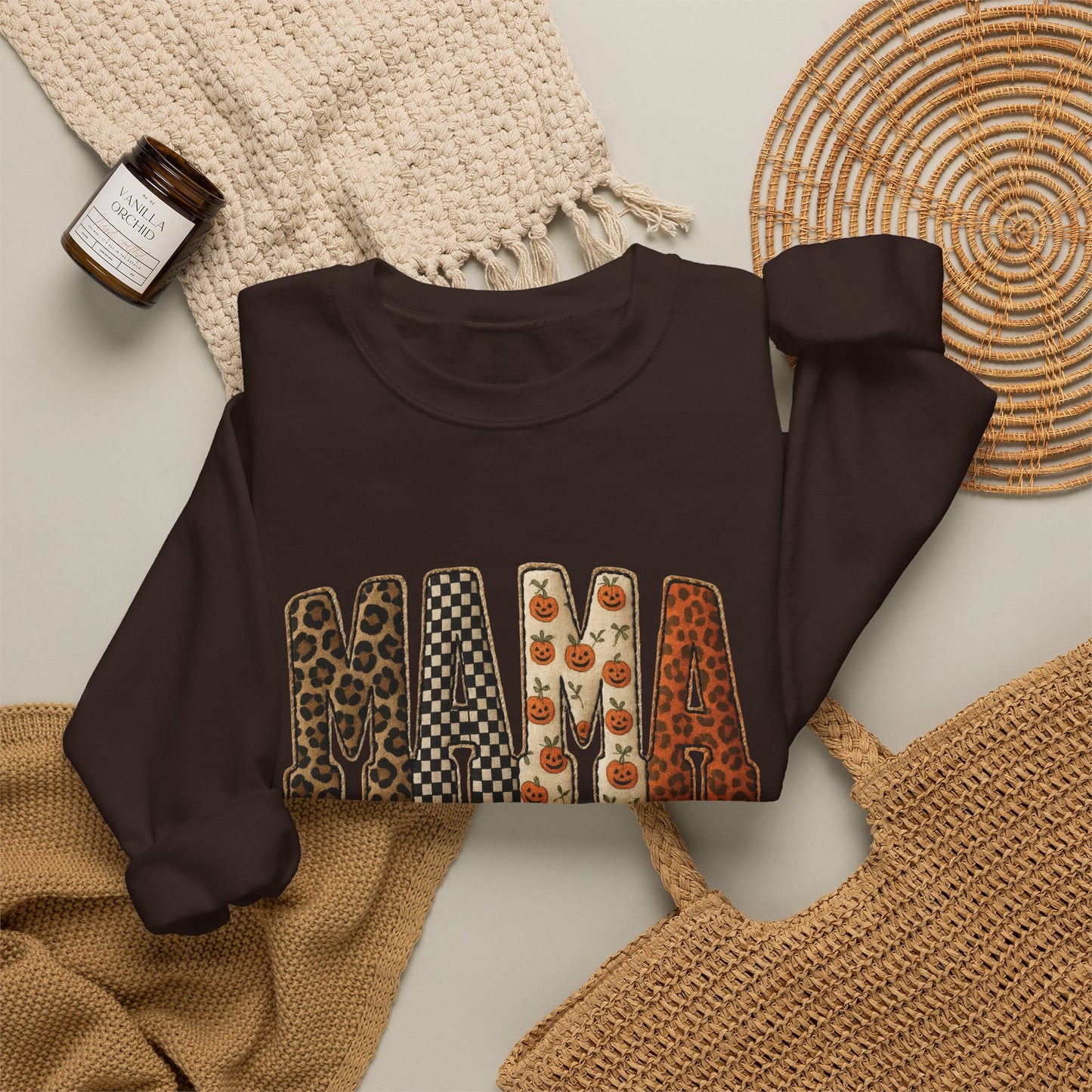 Mama Printed Patchwork Pattern Sweatshirt