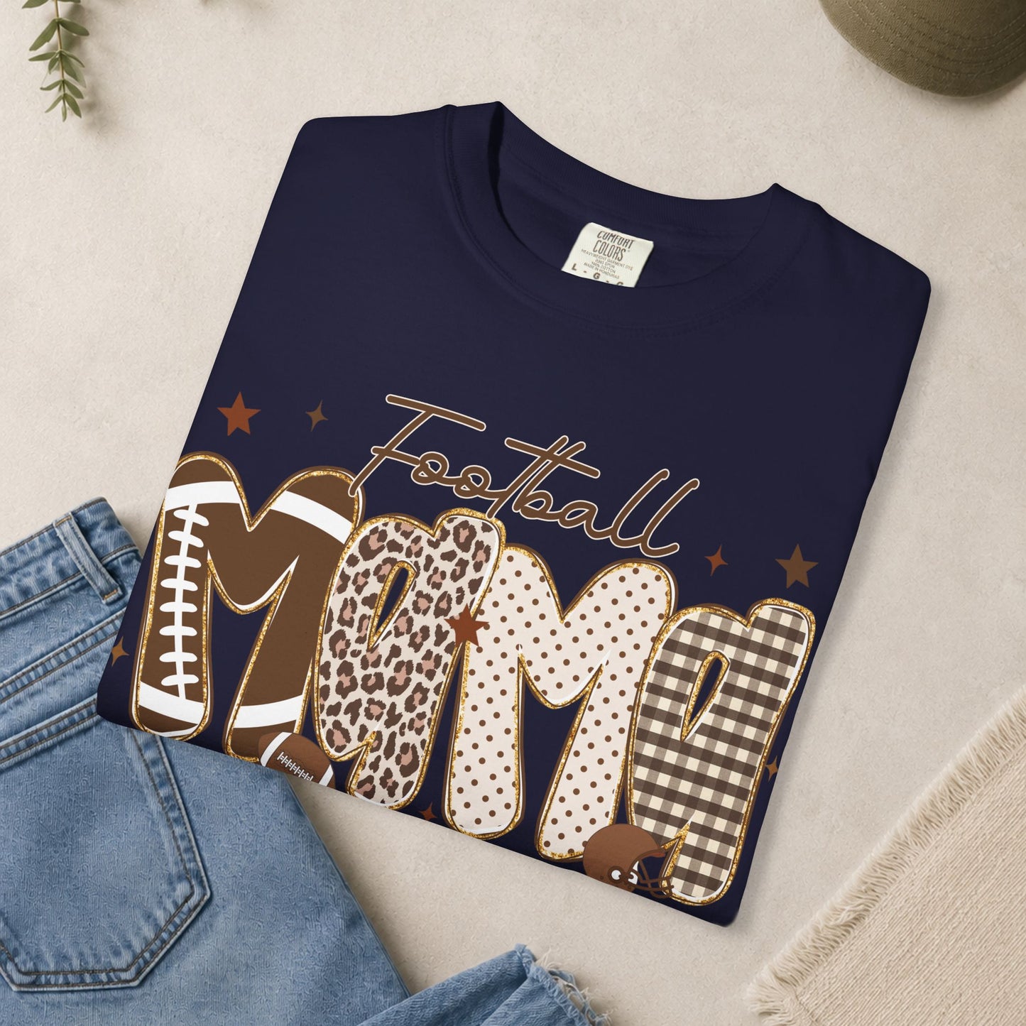 Football Mama T-Shirt | Leopard, Plaid & Gingham Lettering