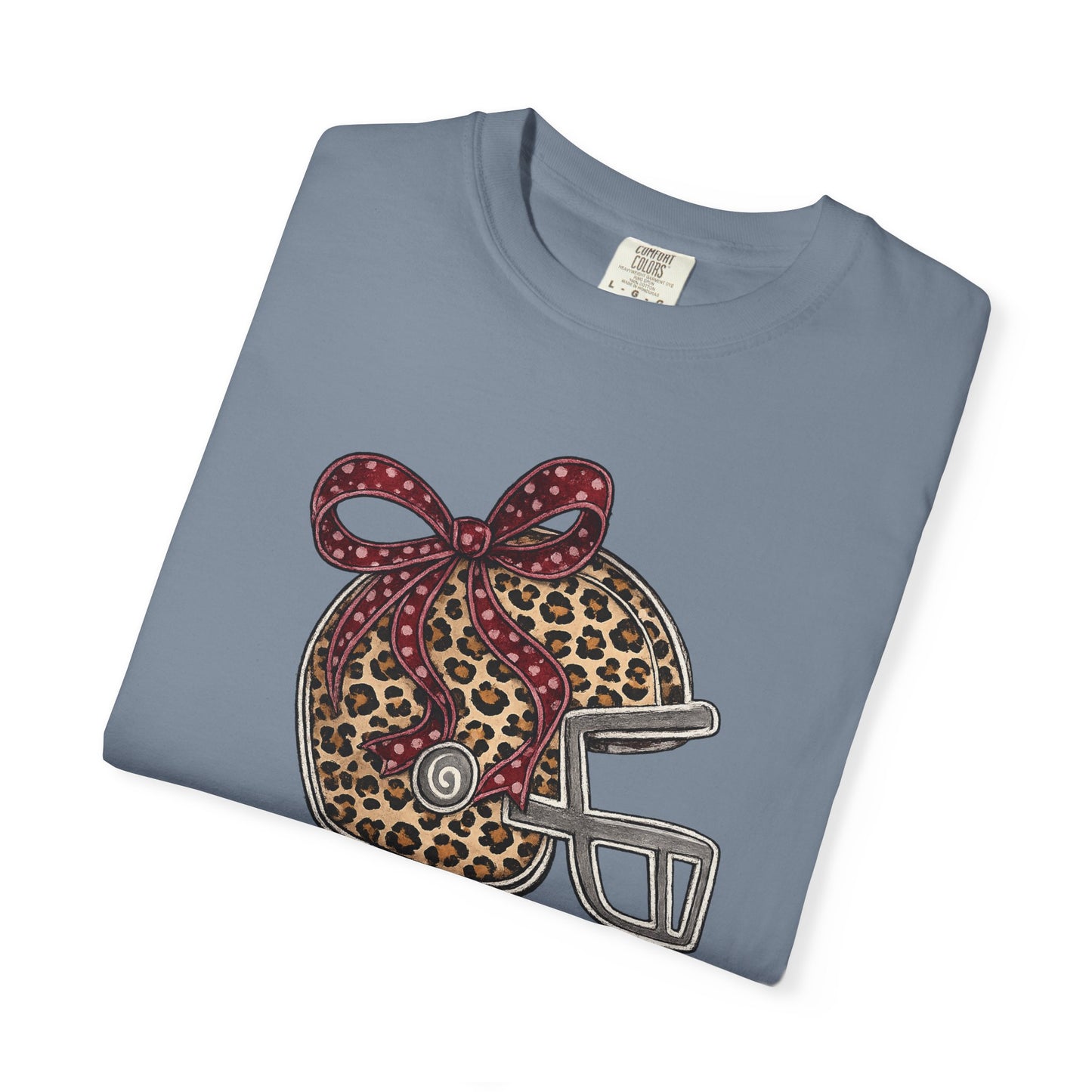 Leopard Print Football Helmet Tee — 'Game Day' Women's Cheer Football Shirt
