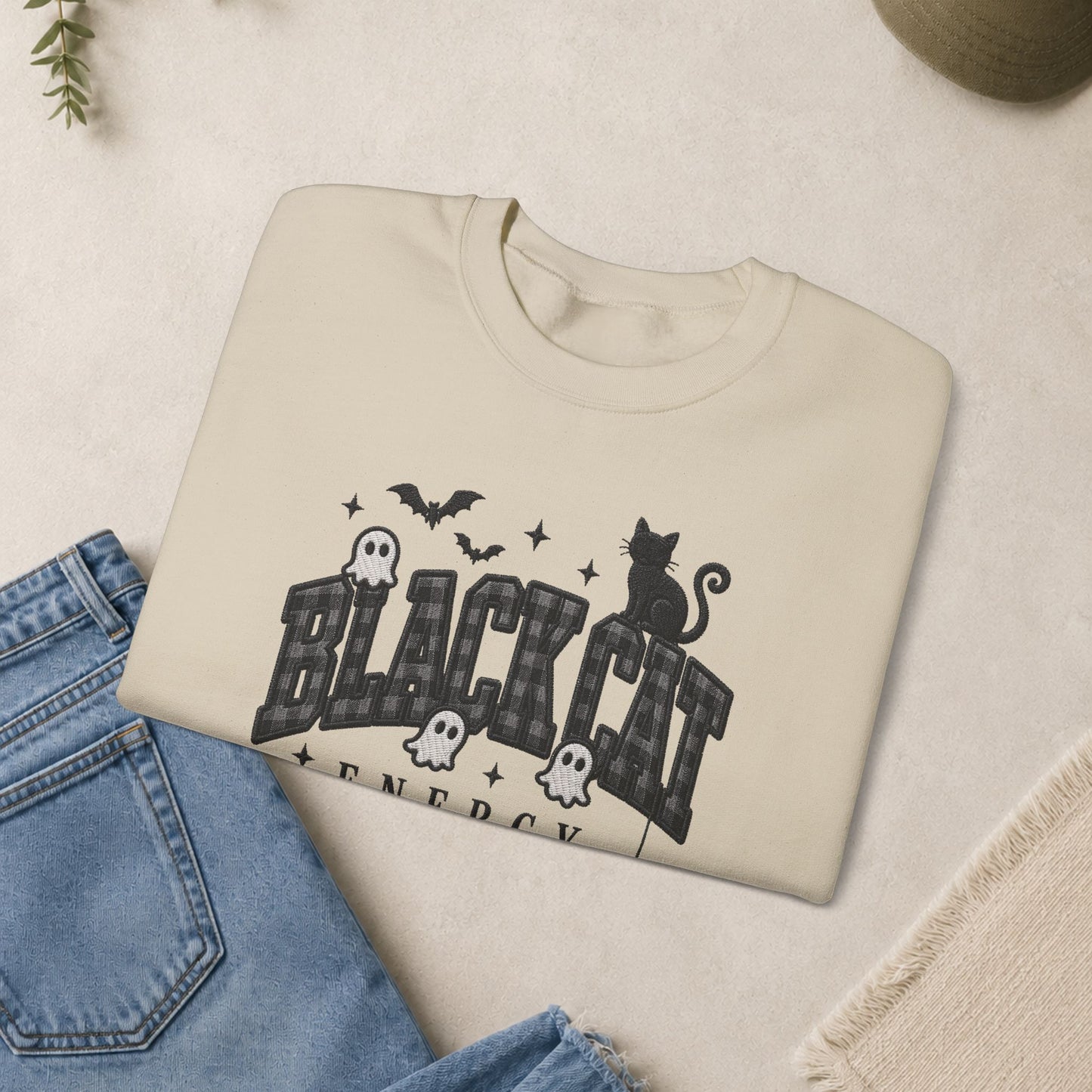 Black Cat Energy sweatshirt | Halloween spooky cat crewneck