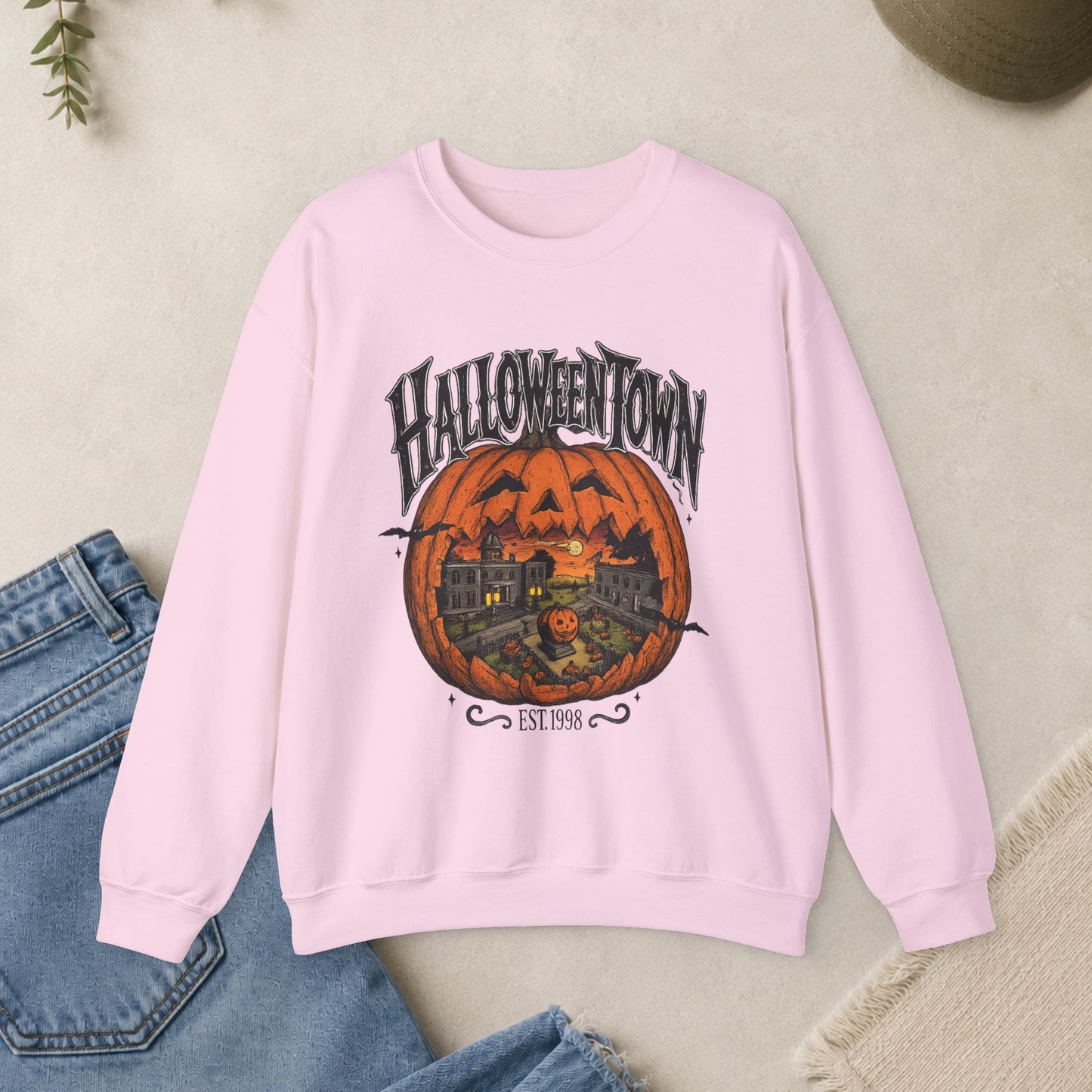 Halloweentown Pumpkin Sweatshirt, Spooky Jack-O'-Lantern Crewneck