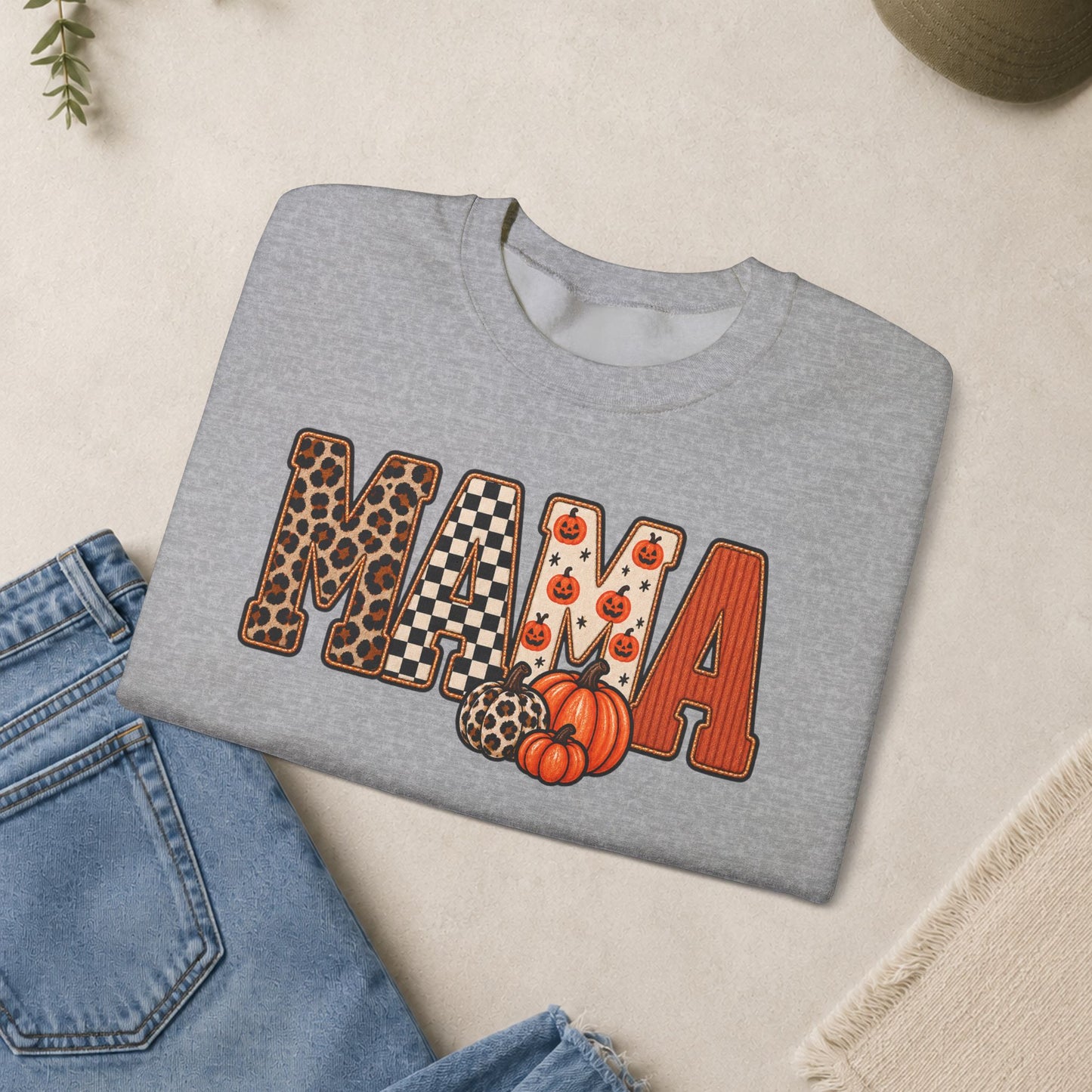 Mama Fall Pumpkin Crewneck Sweatshirt