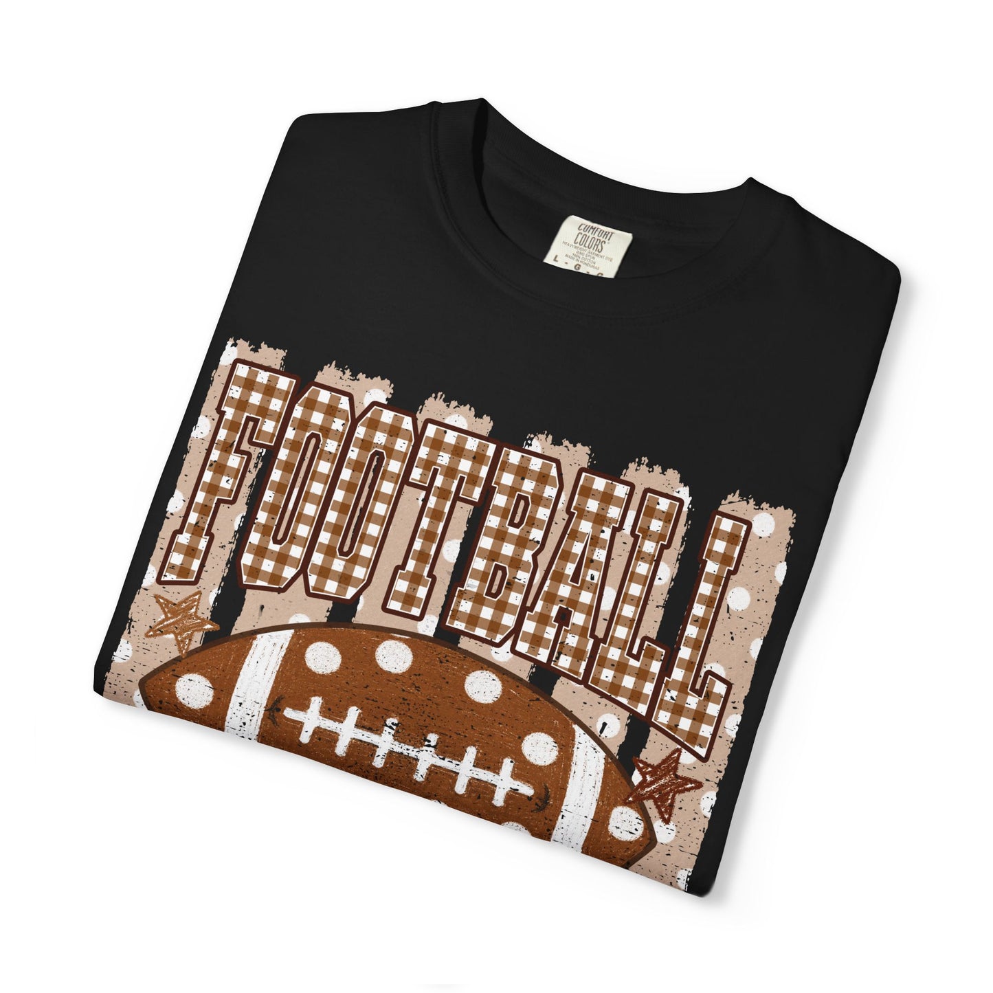 Football Mama T-Shirt | Rust Plaid Football Graphic