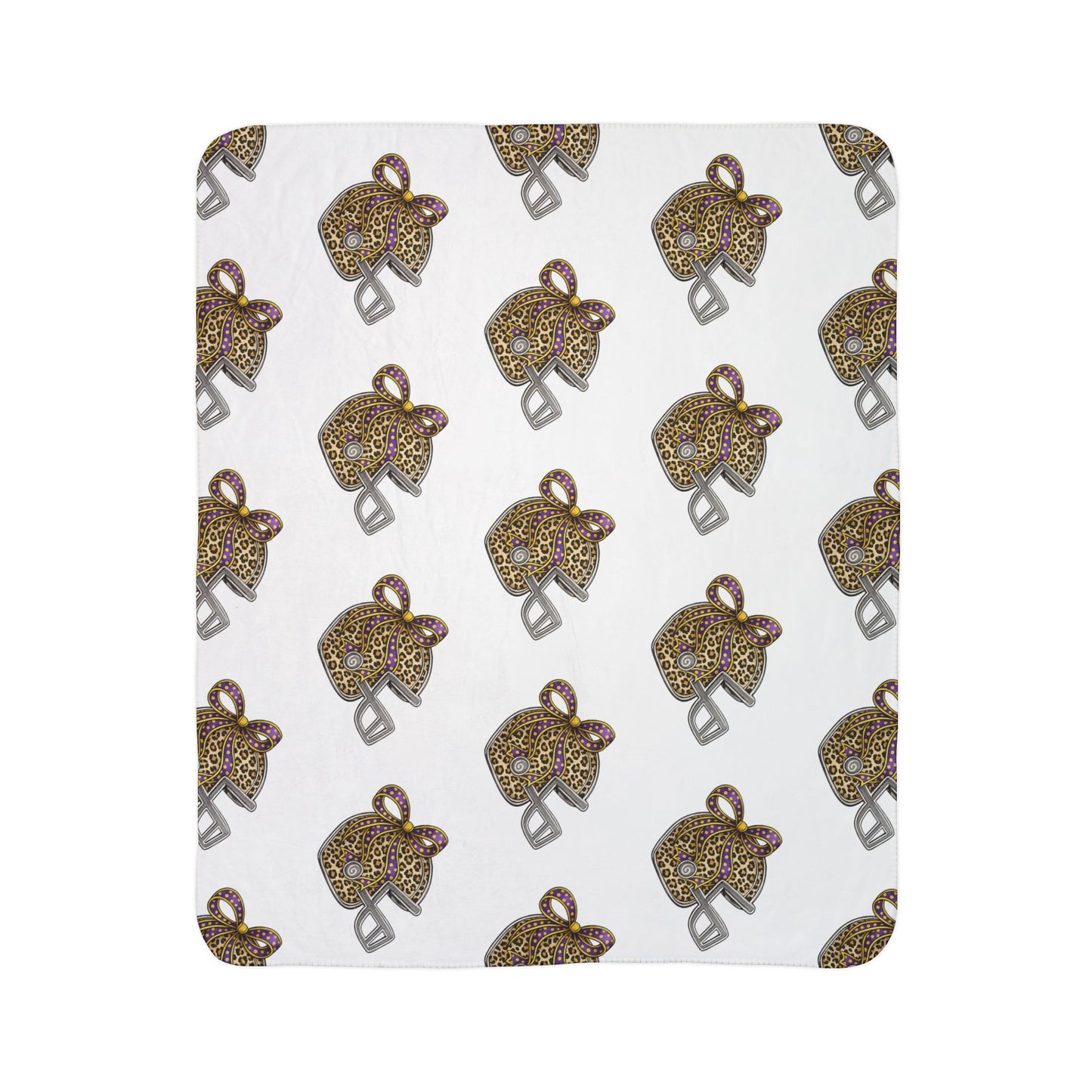 Leopard Print Football helmet Sherpa Blanket