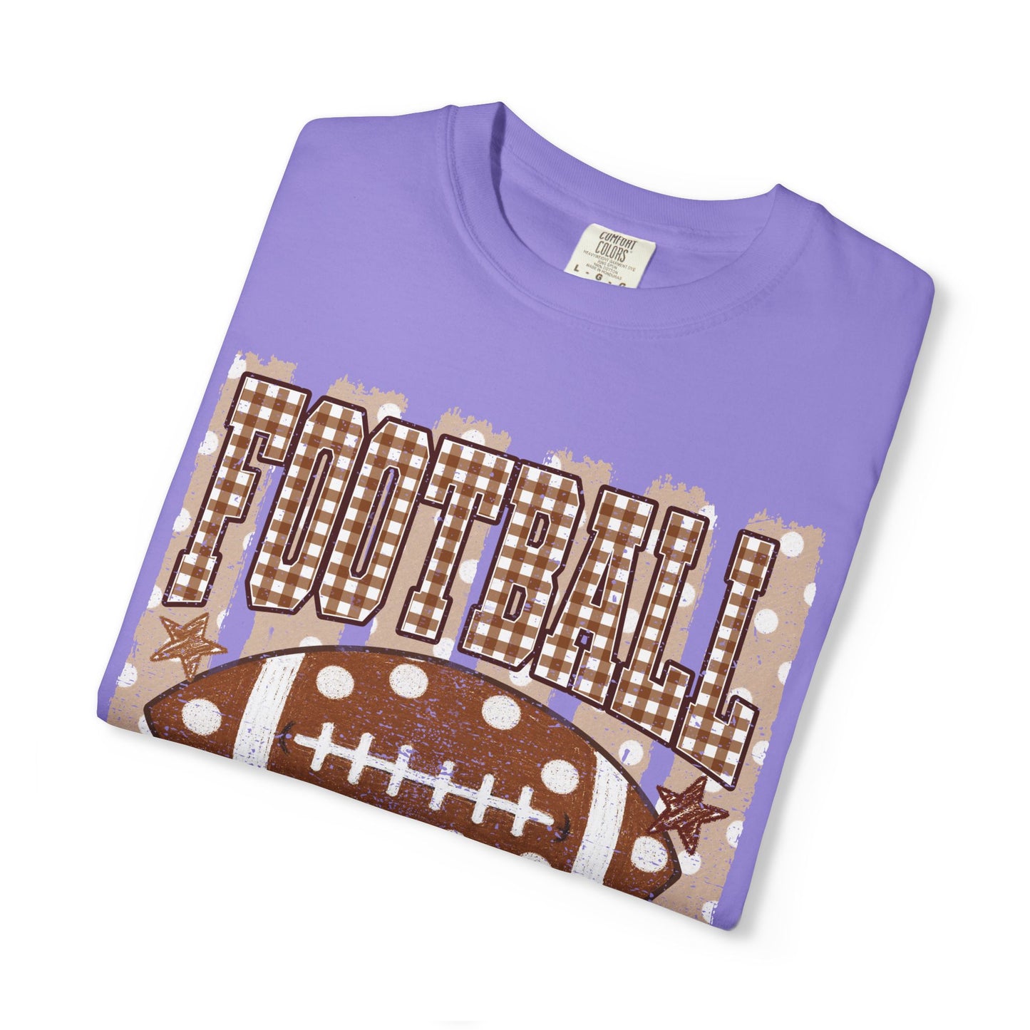 Football Mama T-Shirt | Rust Plaid Football Graphic