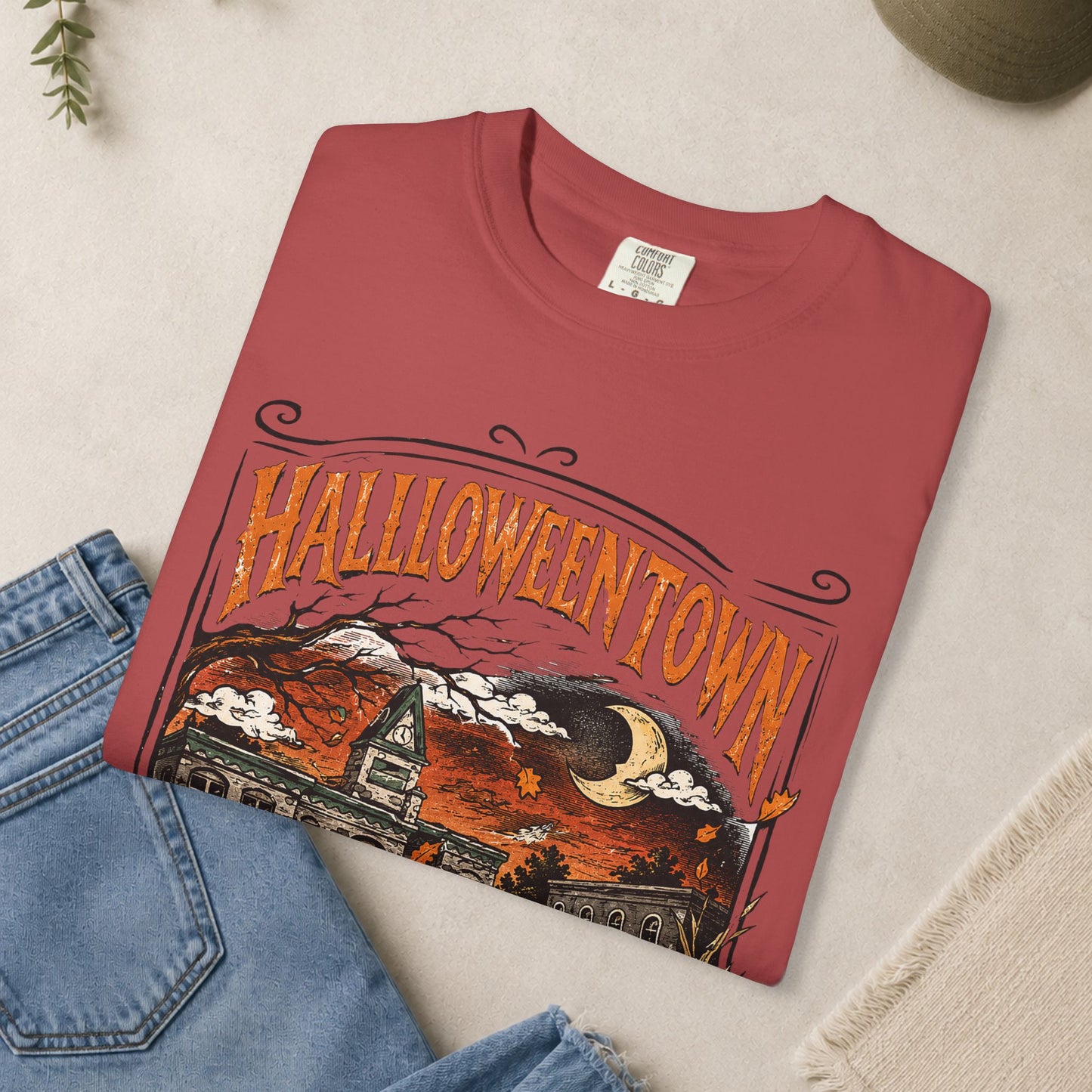 Halloweentown T-Shirt | Haunted Town Pumpkin Scene