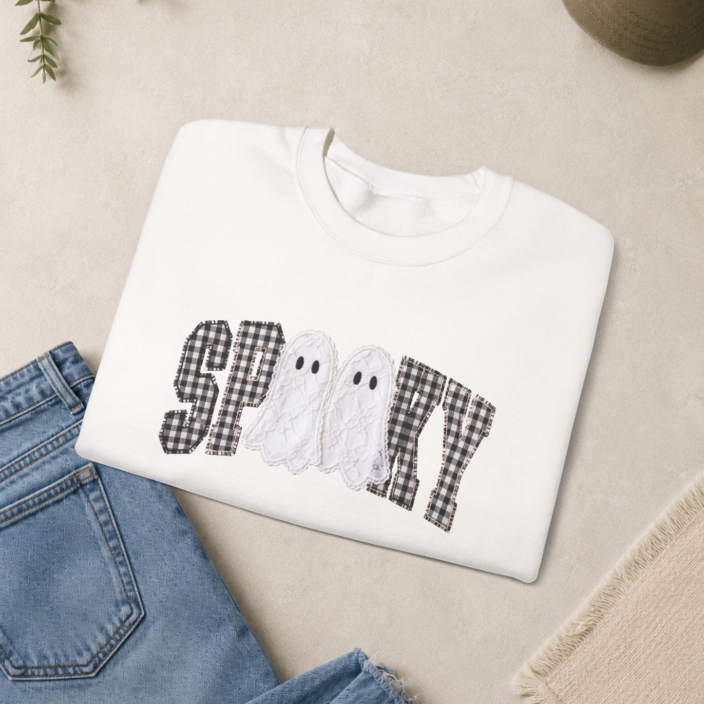Spooky Ghosts plaid letters Sweatshirt | Halloween sweatshirt