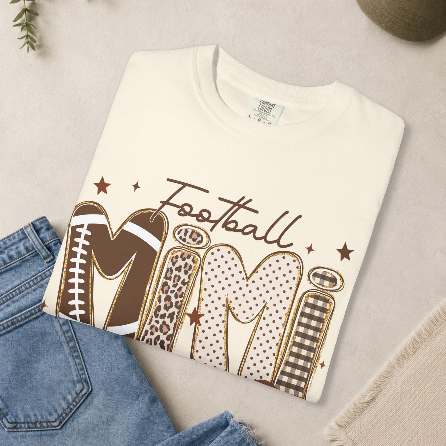 Football Mimi T-shirt | Leopard and Leather Pattern Lettering