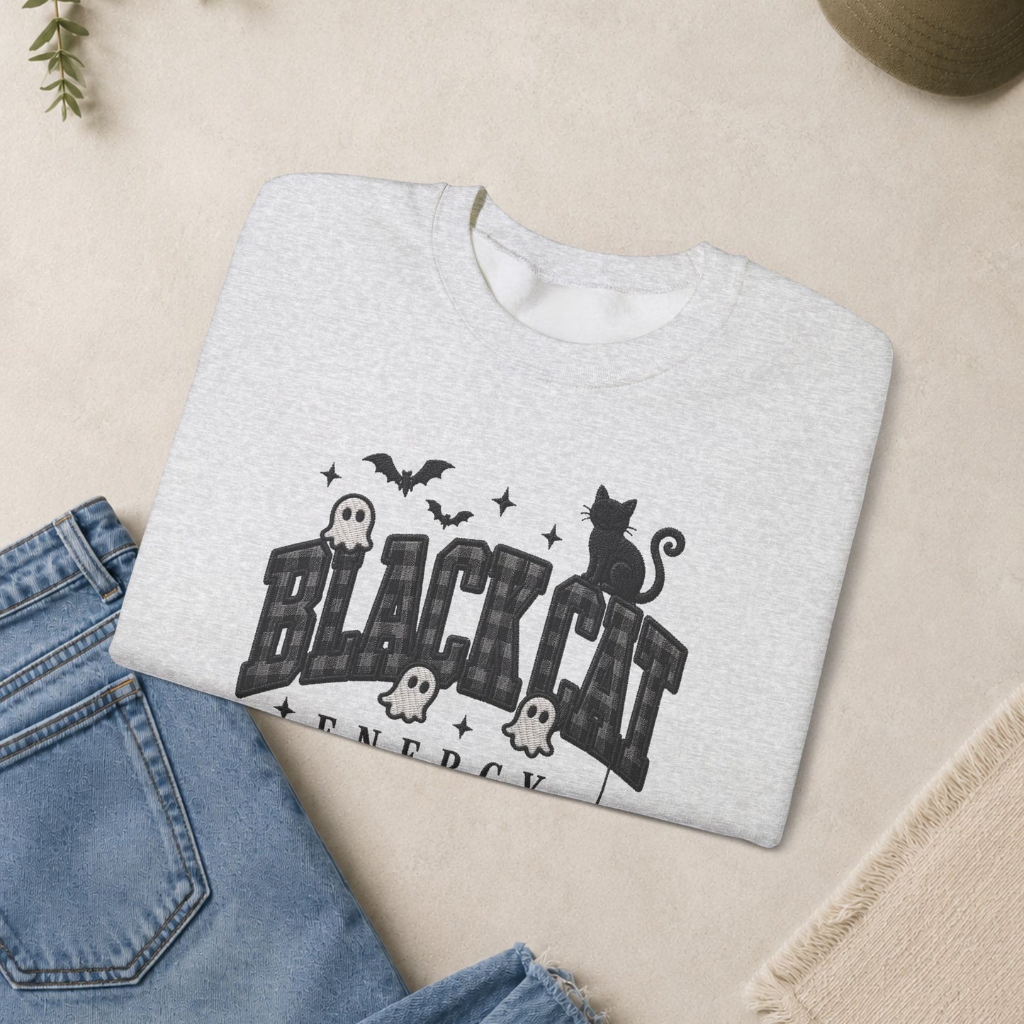 Black Cat Energy sweatshirt | Halloween spooky cat crewneck