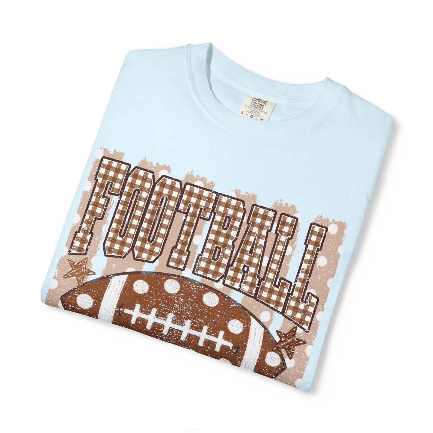 Football Mama T-Shirt | Rust Plaid Football Graphic